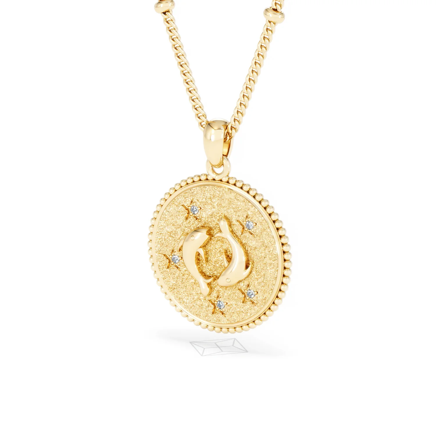 Zodiac Pisces Necklace Medallion Lab Grown 0.02ct in 18K Gold Vermeil - Image 83