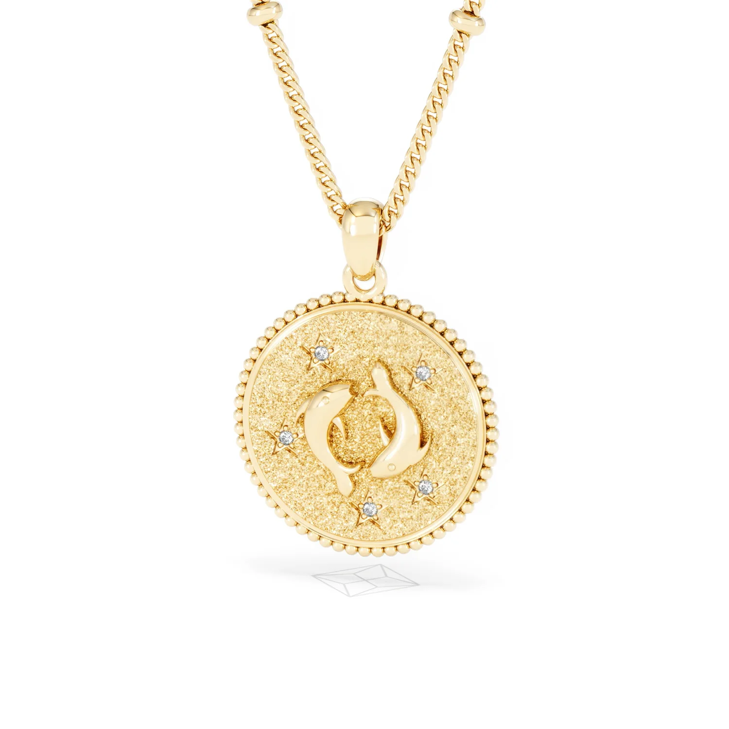 Zodiac Pisces Necklace Medallion Lab Grown 0.02ct in 18K Gold Vermeil - Image 86