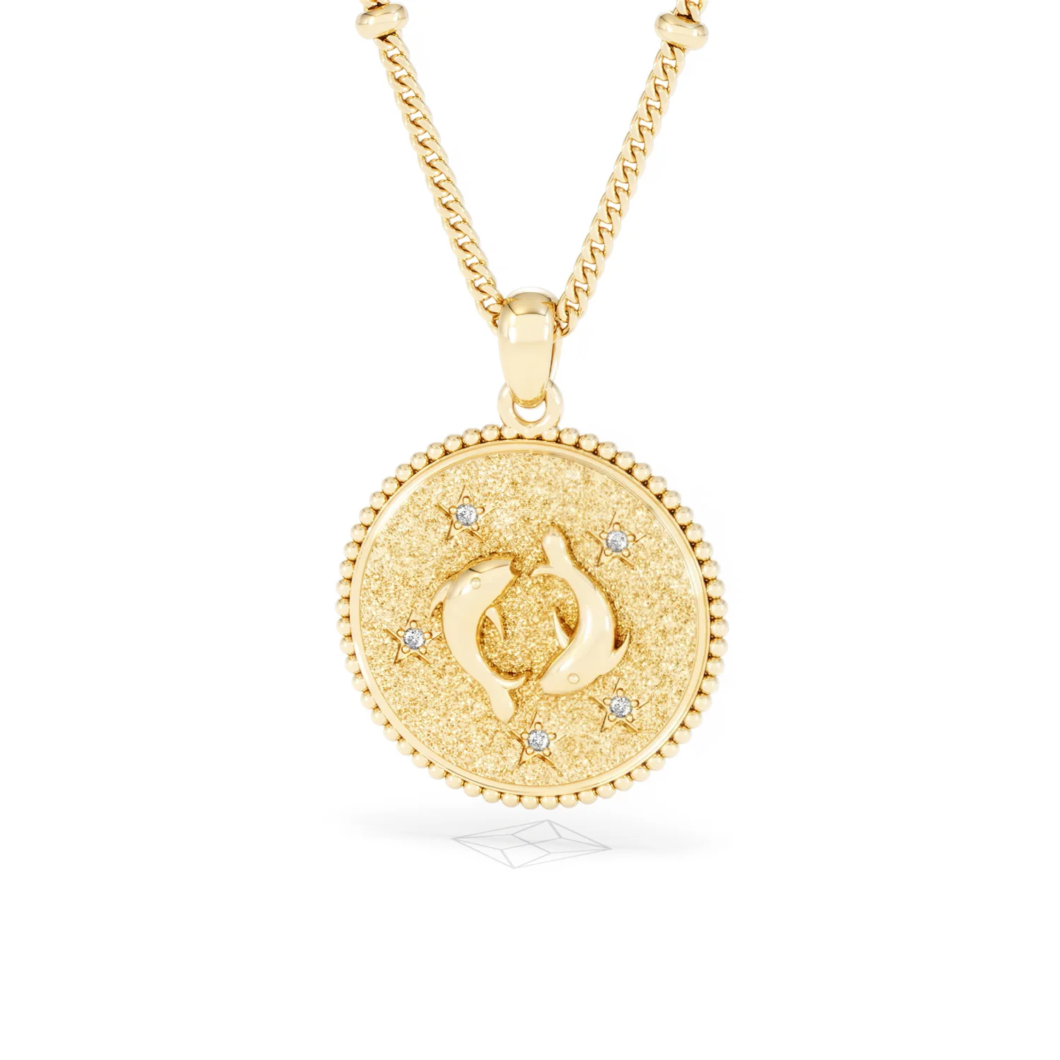 Zodiac Pisces Necklace Medallion Lab Grown 0.02ct in 18K Gold Vermeil - Image 87