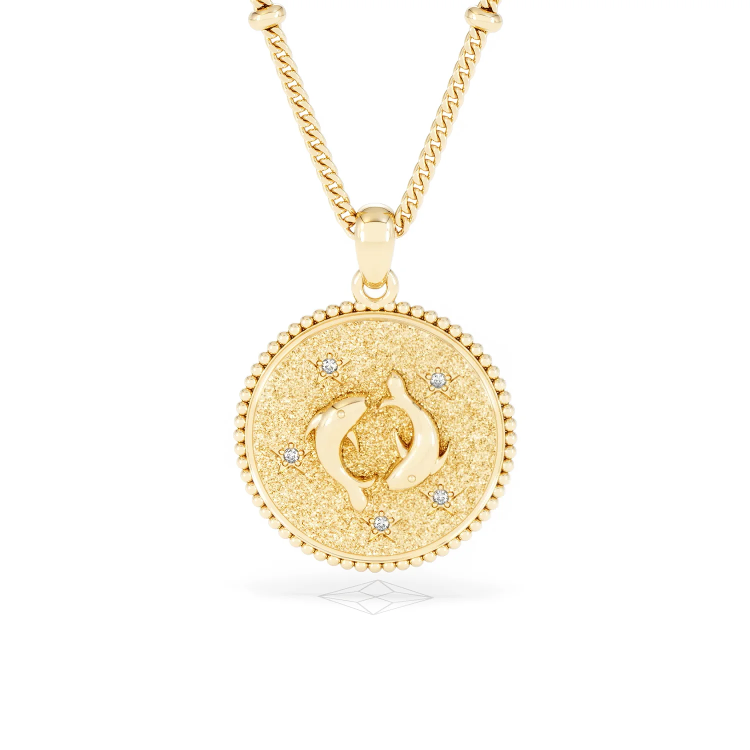 Zodiac Pisces Necklace Medallion Lab Grown 0.02ct in 18K Gold Vermeil - Image 89