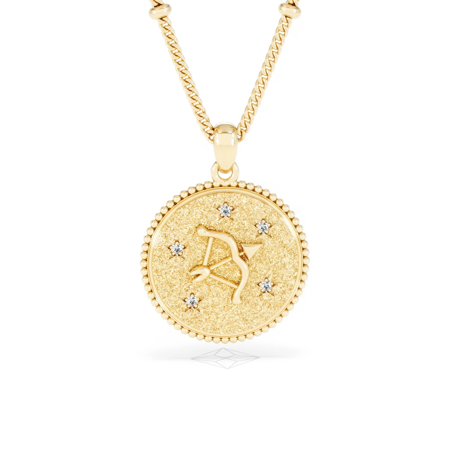 Zodiac Sagittarius Necklace Medallion Lab Grown 0.02ct in 18K Gold Vermeil - Image 10