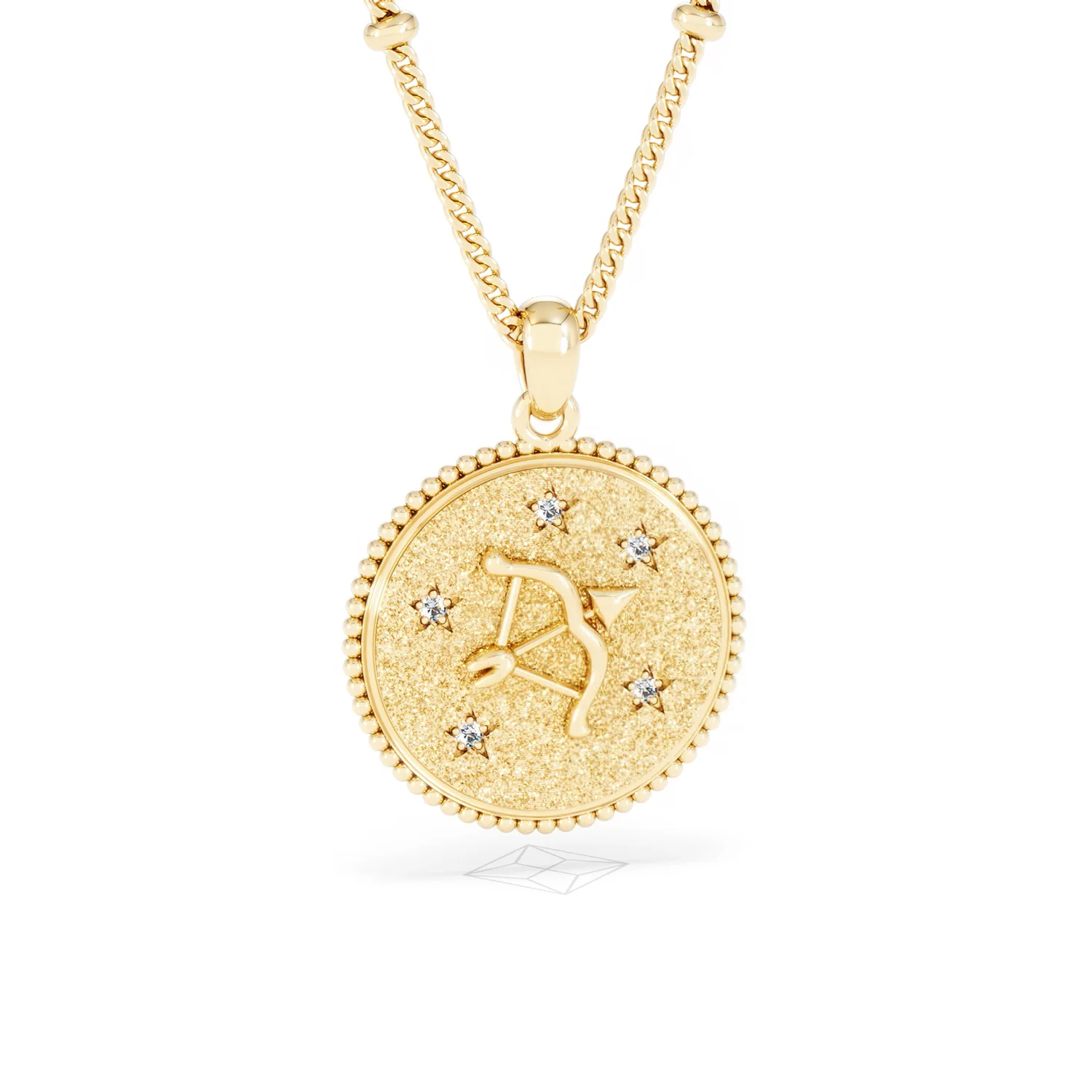Zodiac Sagittarius Necklace Medallion Lab Grown 0.02ct in 18K Gold Vermeil - Image 12