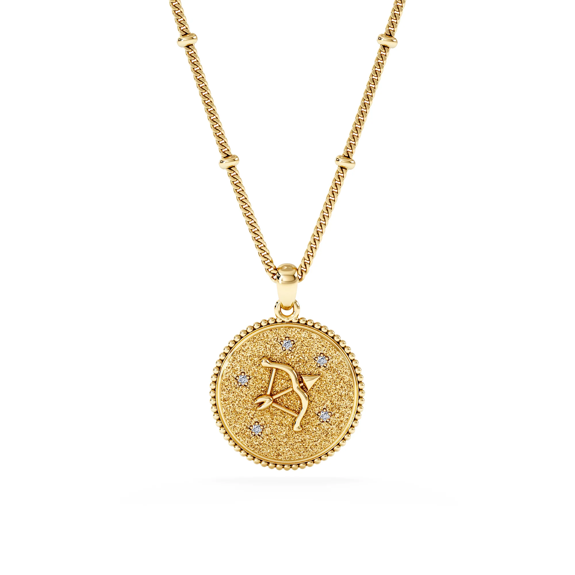 Zodiac Sagittarius Necklace Medallion Lab Grown 0.02ct in 18K Gold Vermeil - Image 3