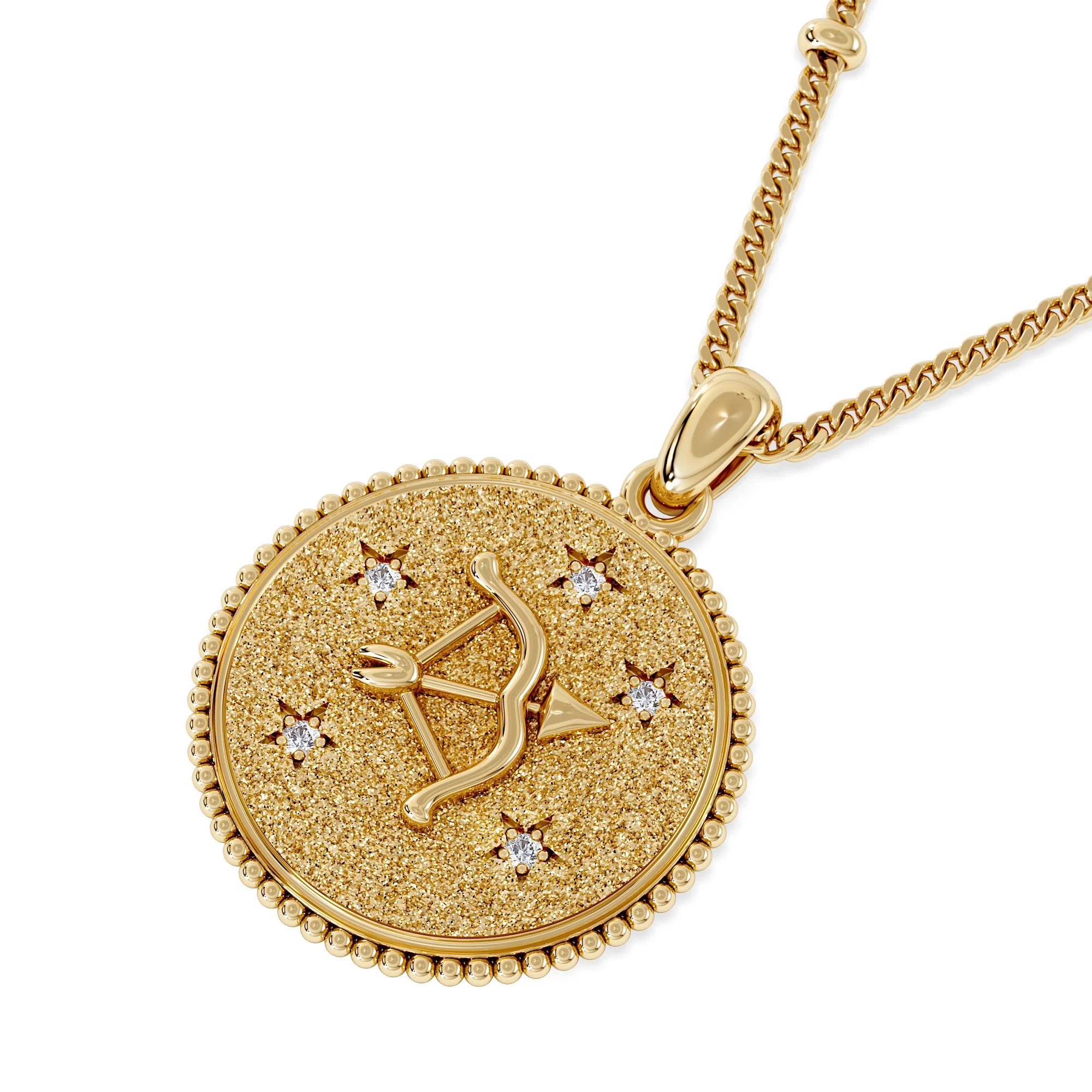 Zodiac Sagittarius Necklace Medallion Lab Grown 0.02ct in 18K Gold Vermeil - Image 5