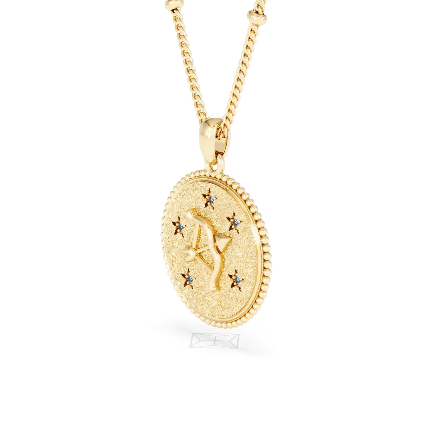 Zodiac Sagittarius Necklace Medallion Lab Grown 0.02ct in 18K Gold Vermeil - Image 78