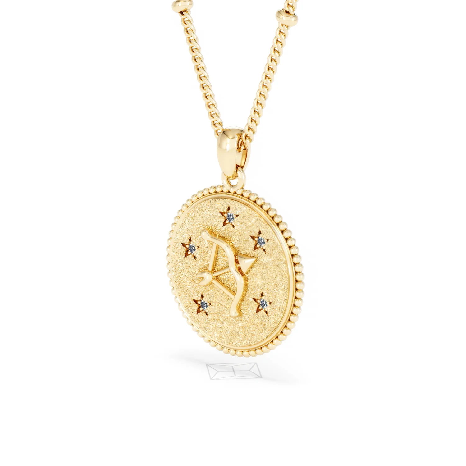 Zodiac Sagittarius Necklace Medallion Lab Grown 0.02ct in 18K Gold Vermeil - Image 80