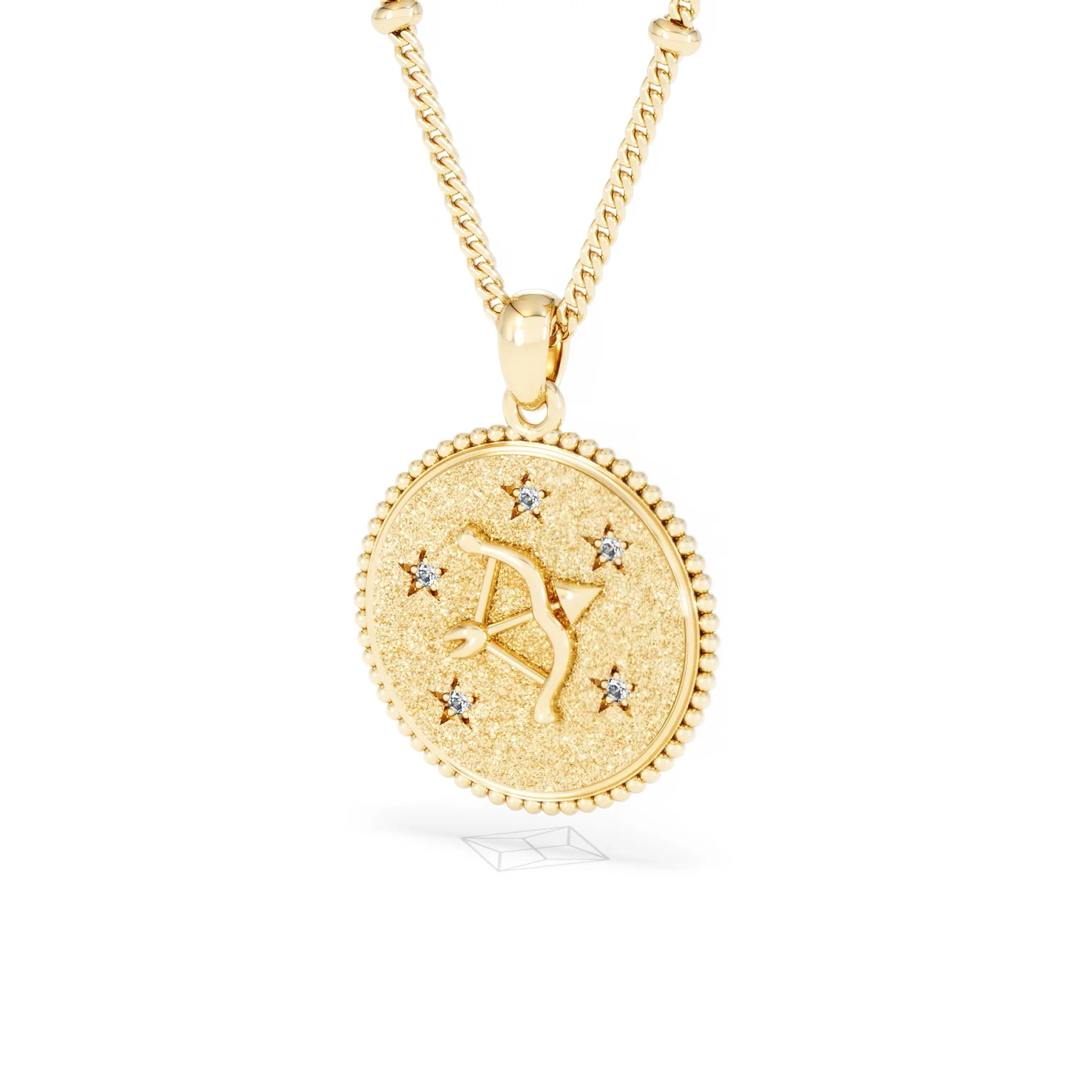 Zodiac Sagittarius Necklace Medallion Lab Grown 0.02ct in 18K Gold Vermeil - Image 83