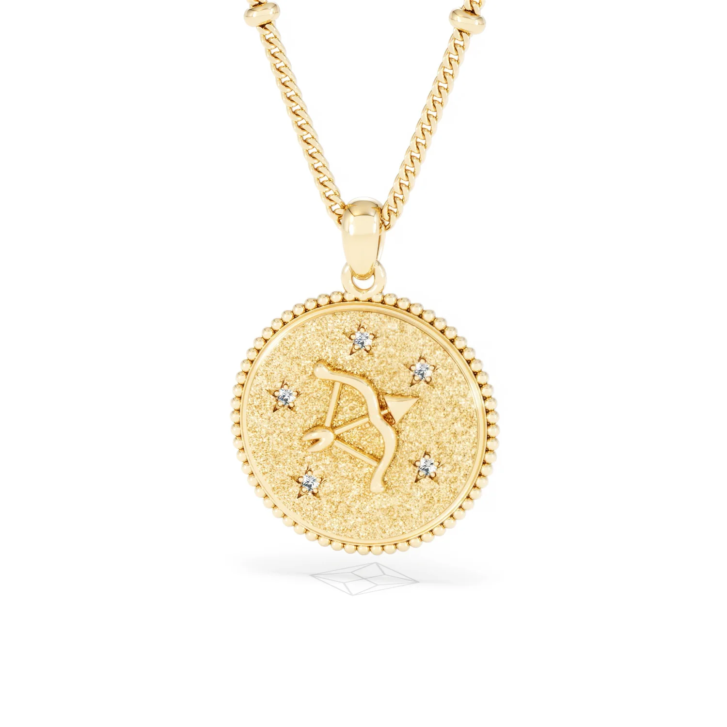 Zodiac Sagittarius Necklace Medallion Lab Grown 0.02ct in 18K Gold Vermeil - Image 86