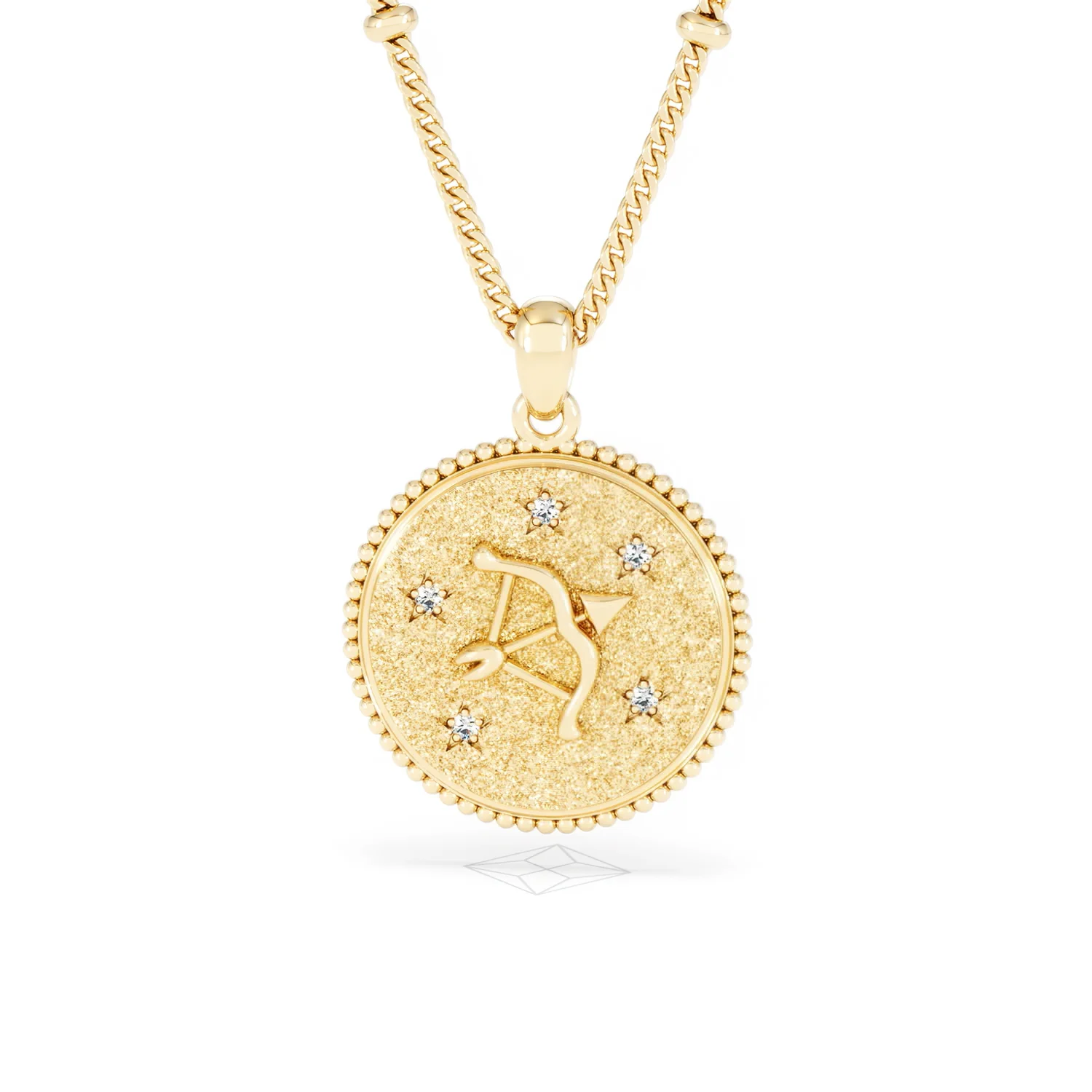 Zodiac Sagittarius Necklace Medallion Lab Grown 0.02ct in 18K Gold Vermeil - Image 87
