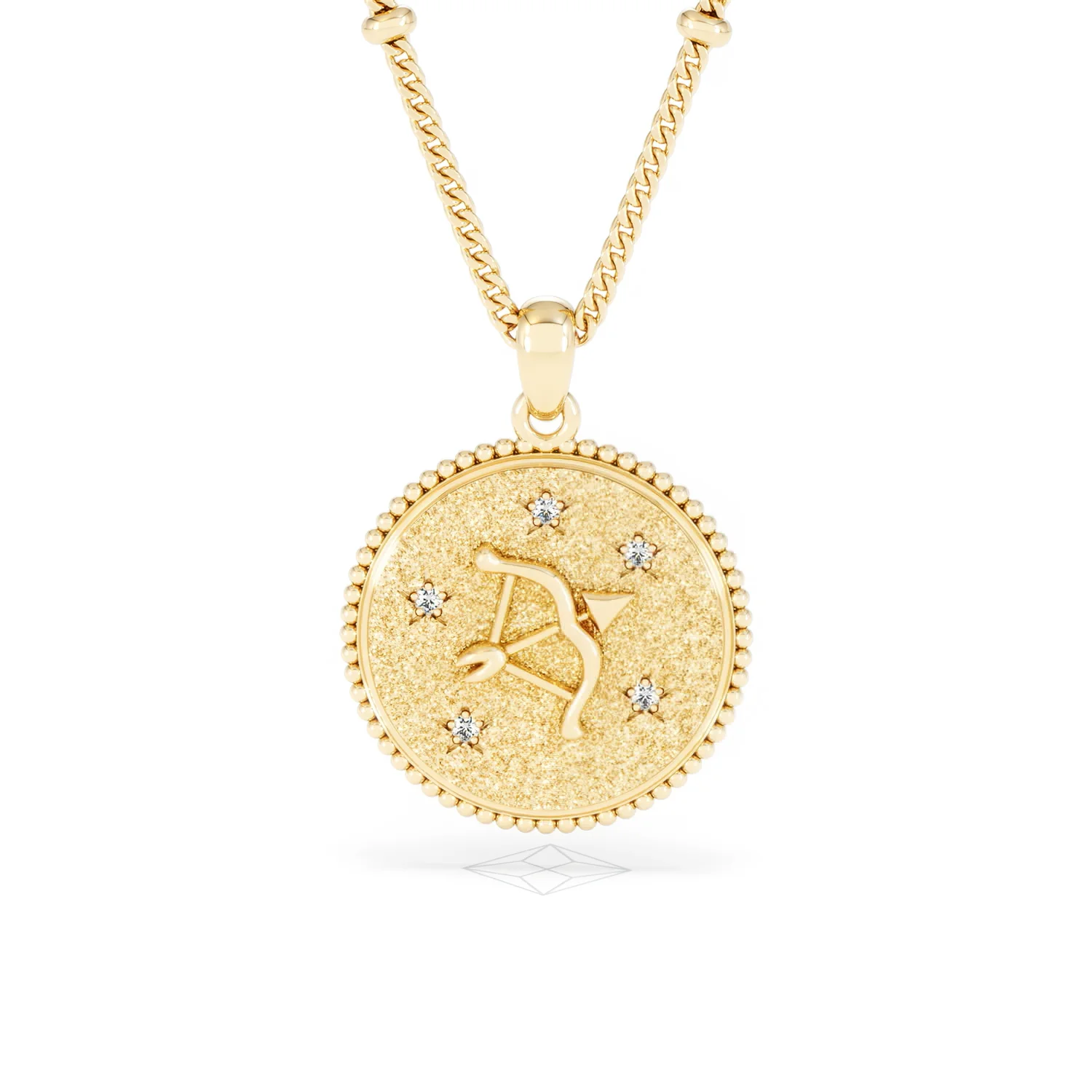 Zodiac Sagittarius Necklace Medallion Lab Grown 0.02ct in 18K Gold Vermeil - Image 88