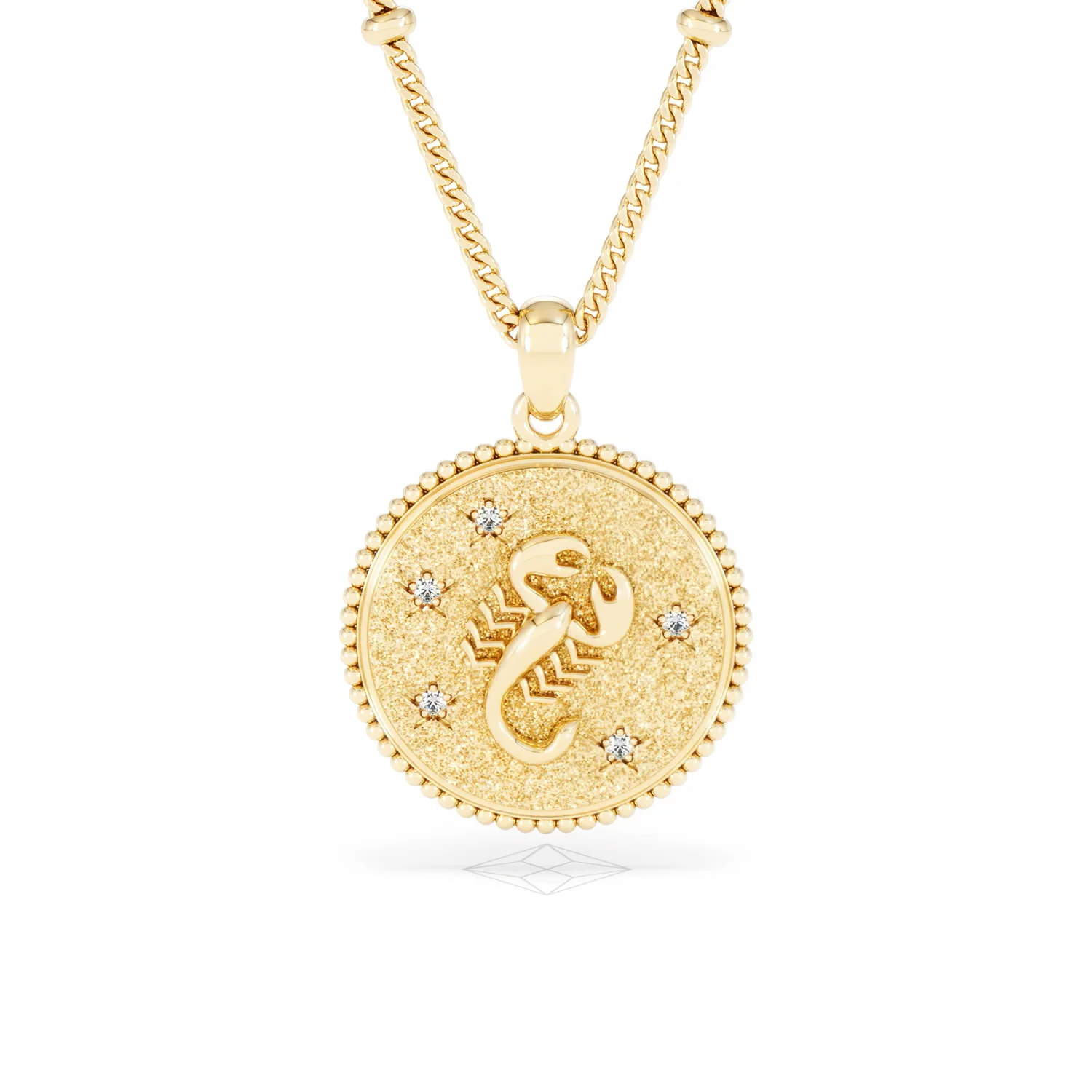 Zodiac Scorpio Necklace Medallion Lab Grown 0.02ct in 18K Gold Vermeil - Image 10