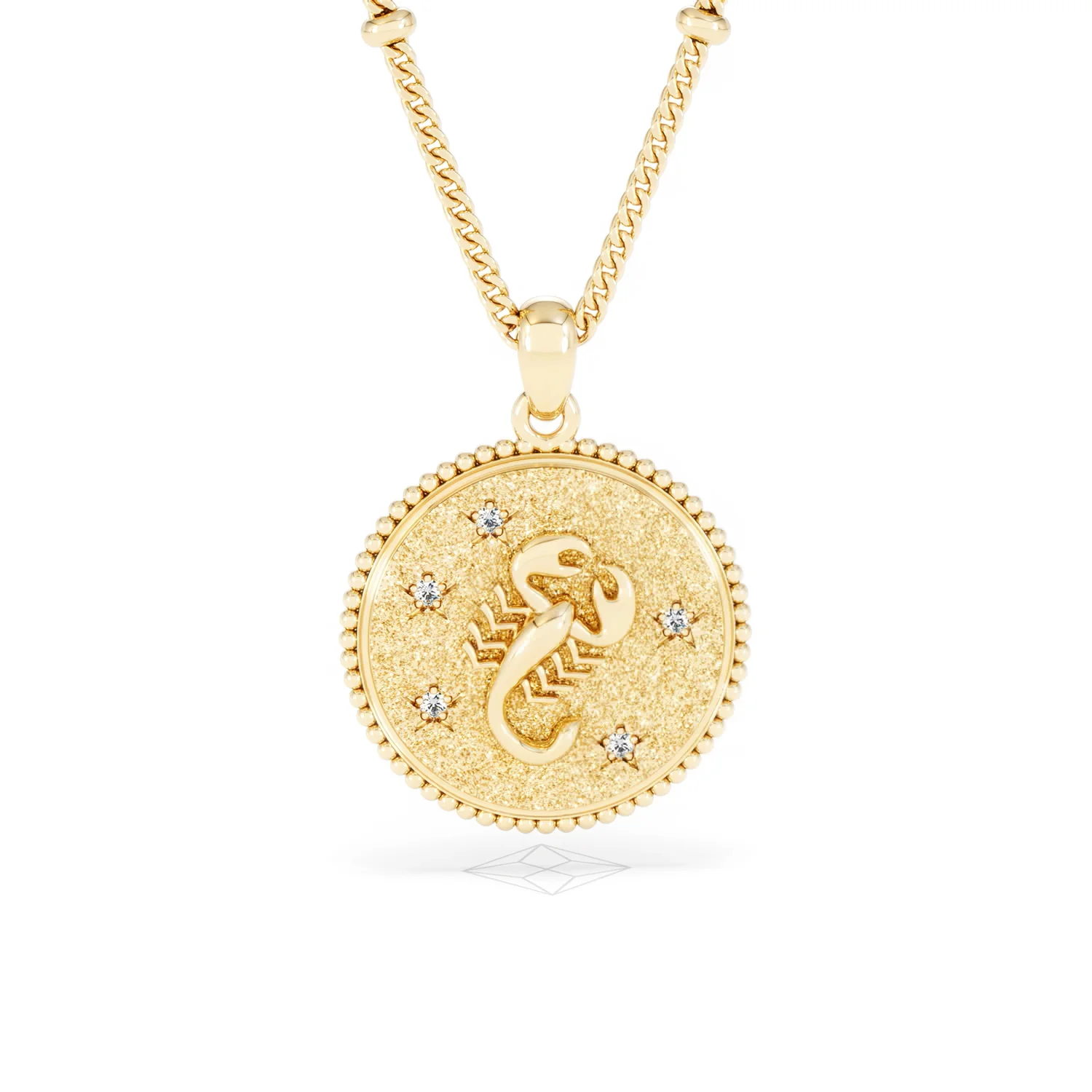 Zodiac Scorpio Necklace Medallion Lab Grown 0.02ct in 18K Gold Vermeil - Image 11