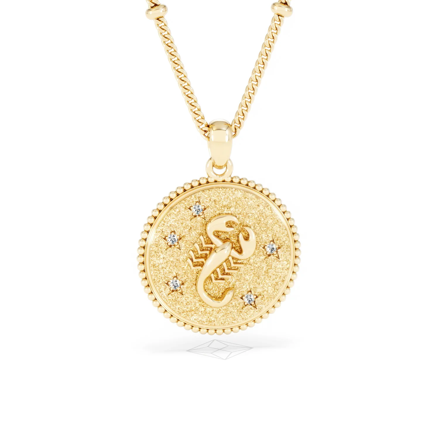 Zodiac Scorpio Necklace Medallion Lab Grown 0.02ct in 18K Gold Vermeil - Image 12