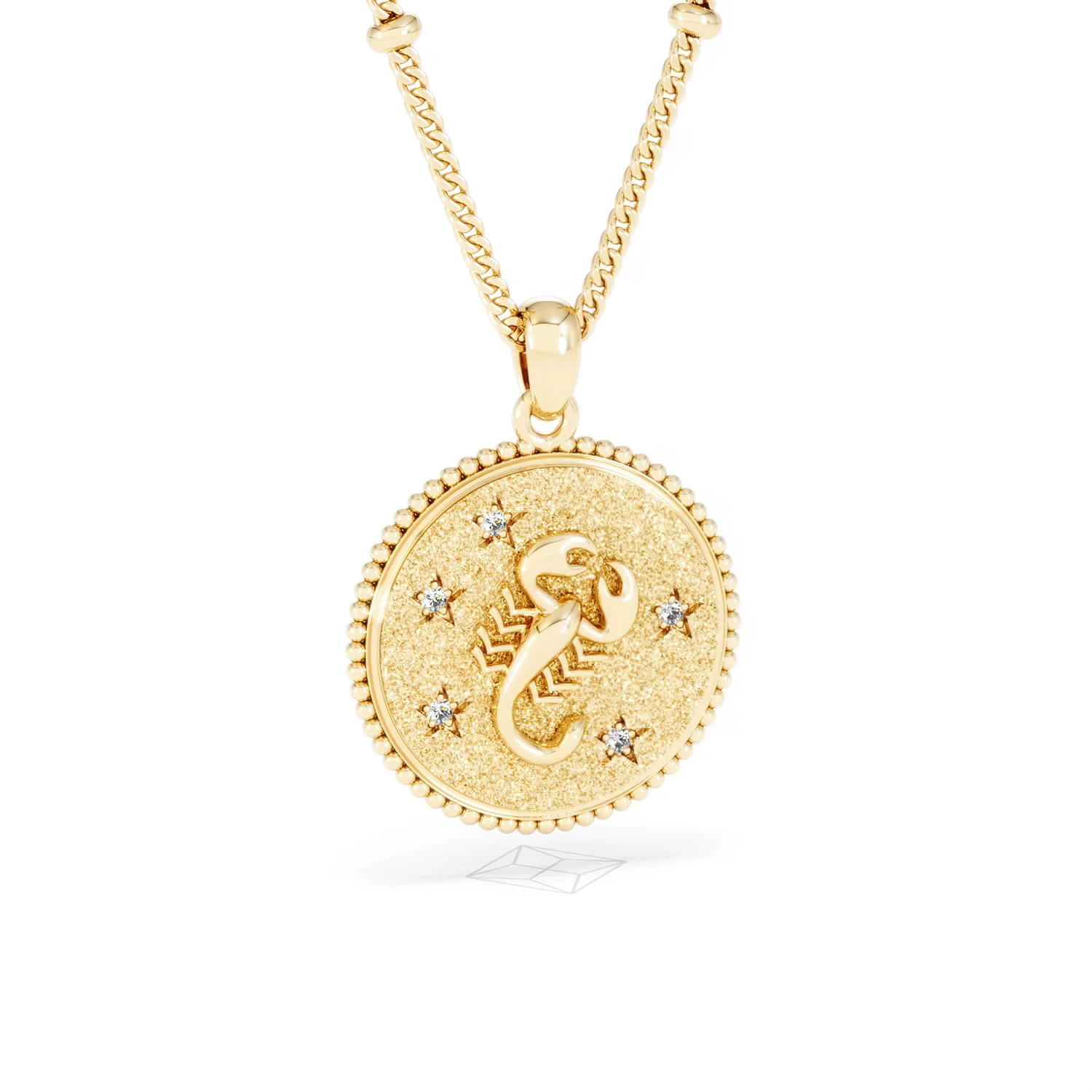 Zodiac Scorpio Necklace Medallion Lab Grown 0.02ct in 18K Gold Vermeil - Image 14