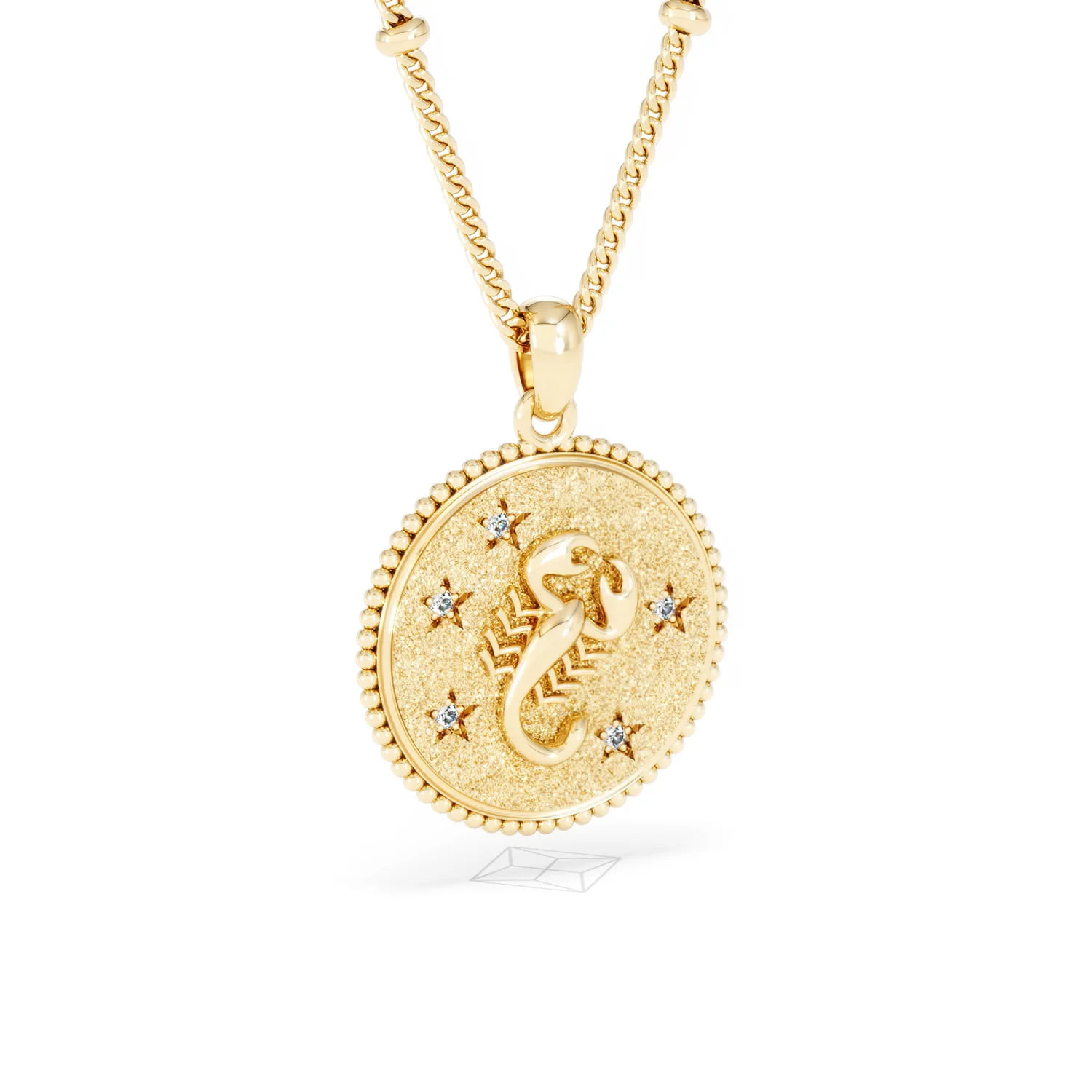 Zodiac Scorpio Necklace Medallion Lab Grown 0.02ct in 18K Gold Vermeil - Image 16