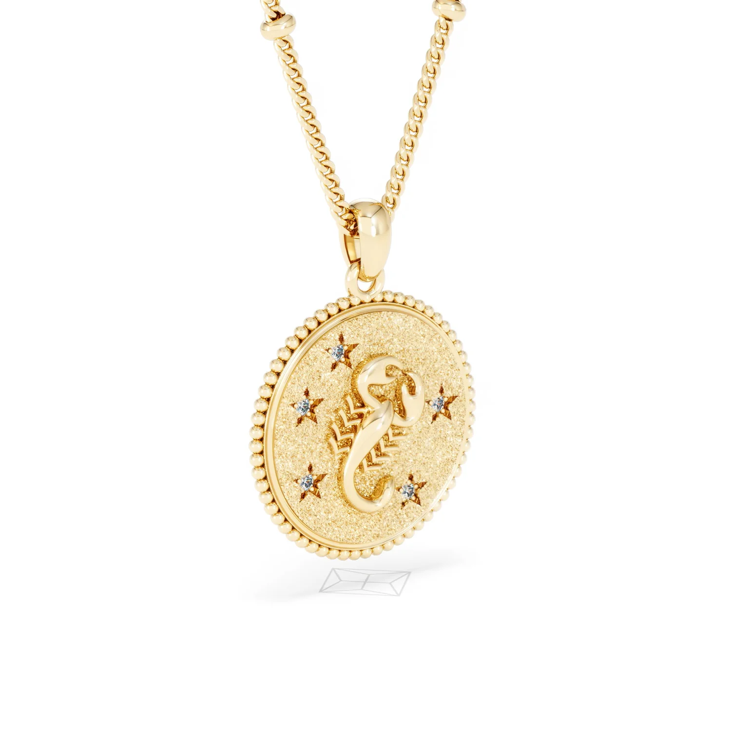 Zodiac Scorpio Necklace Medallion Lab Grown 0.02ct in 18K Gold Vermeil - Image 18