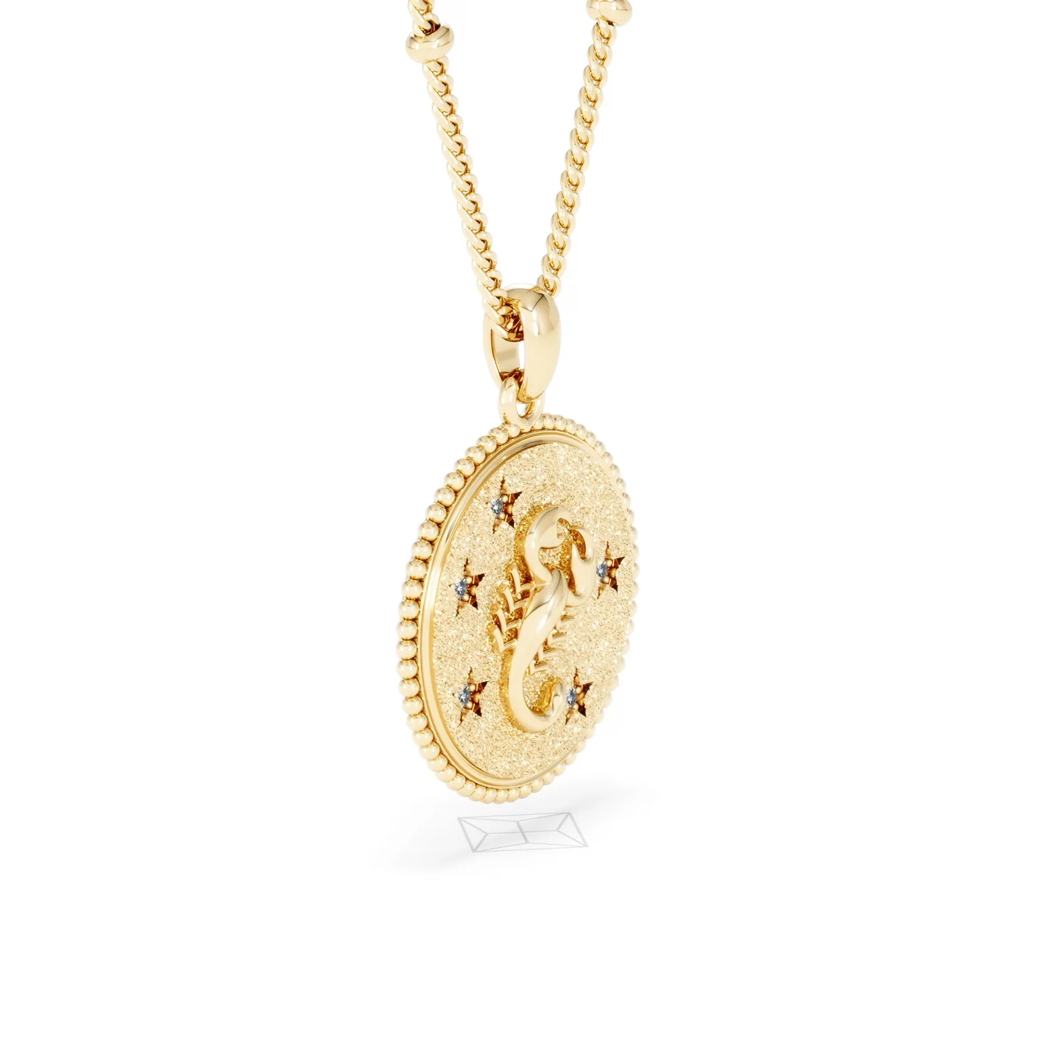 Zodiac Scorpio Necklace Medallion Lab Grown 0.02ct in 18K Gold Vermeil - Image 22
