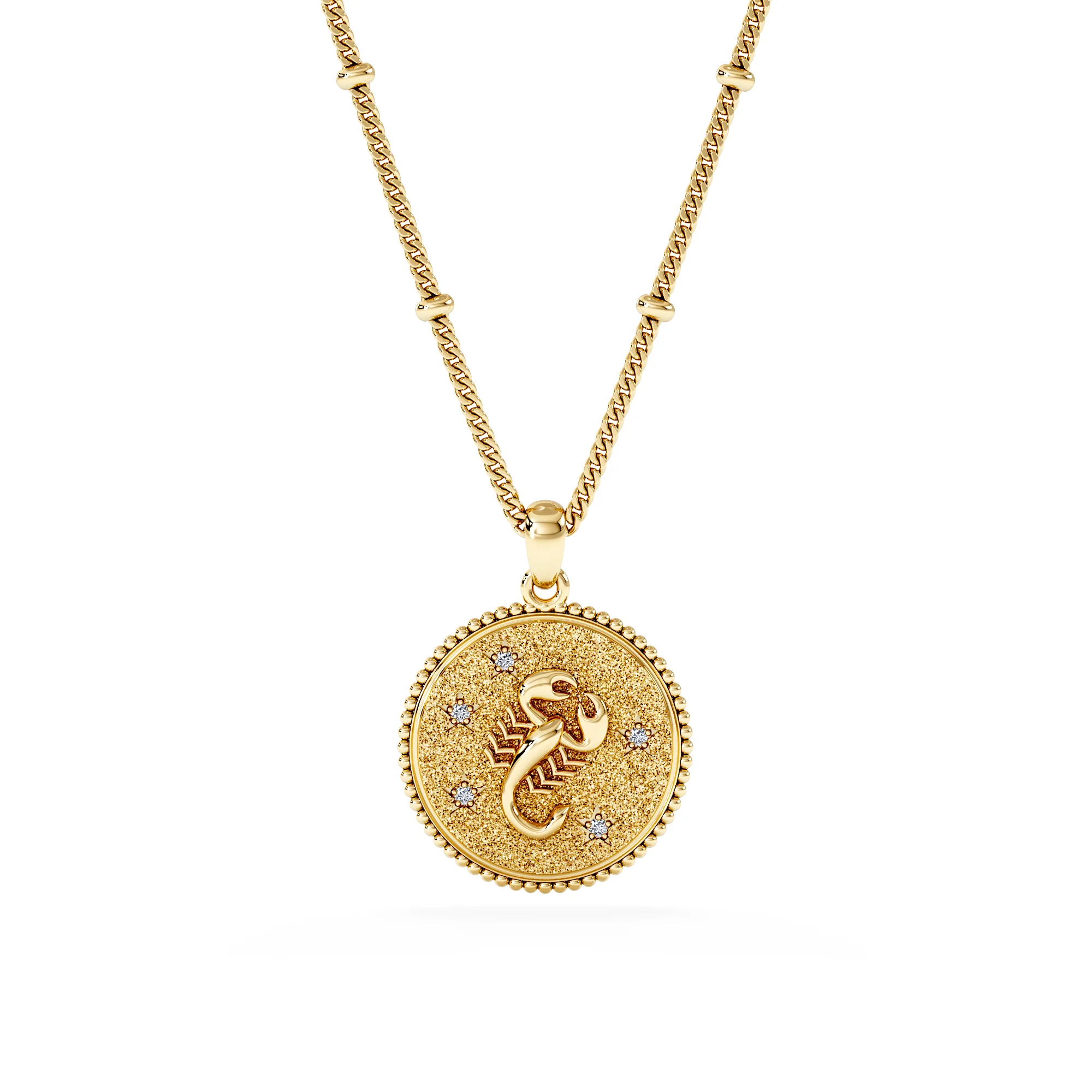 Zodiac Scorpio Necklace Medallion Lab Grown 0.02ct in 18K Gold Vermeil - Image 3