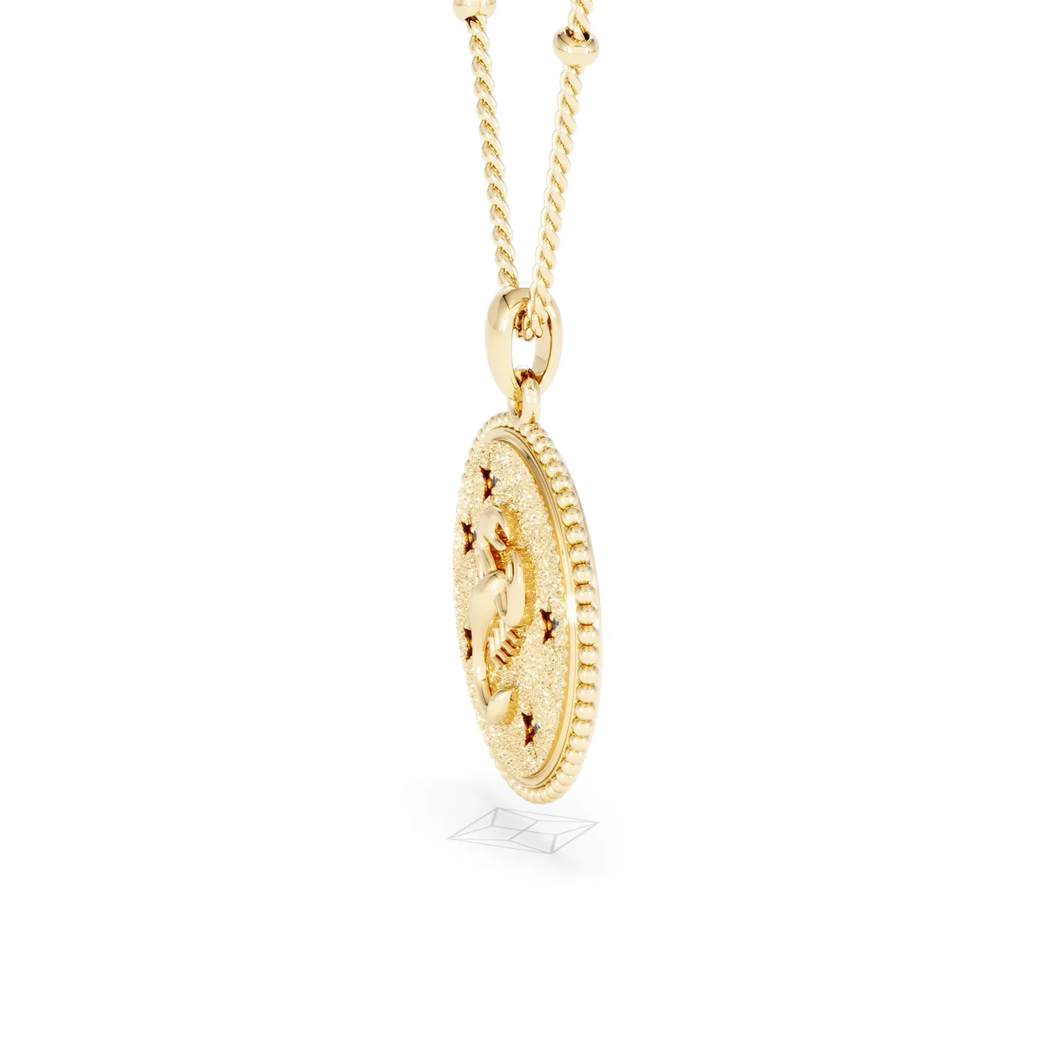 Zodiac Scorpio Necklace Medallion Lab Grown 0.02ct in 18K Gold Vermeil - Image 74