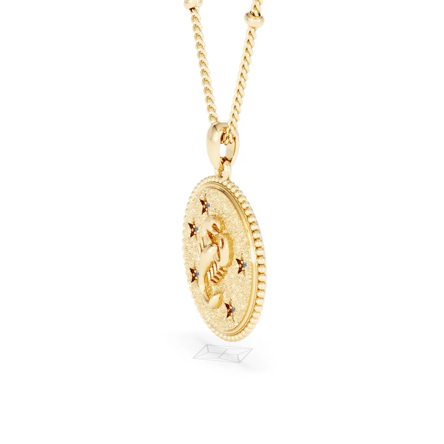 Zodiac Scorpio Necklace Medallion Lab Grown 0.02ct in 18K Gold Vermeil - Image 76
