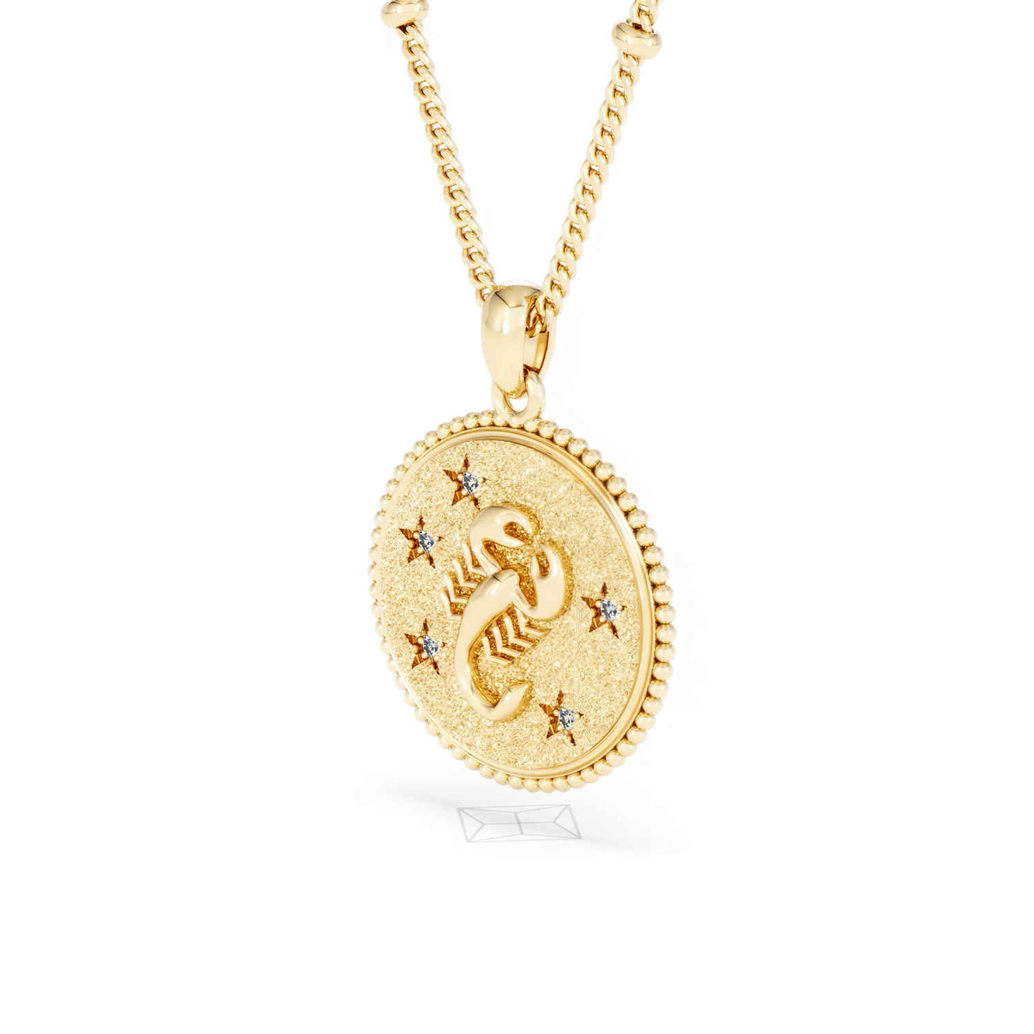 Zodiac Scorpio Necklace Medallion Lab Grown 0.02ct in 18K Gold Vermeil - Image 81