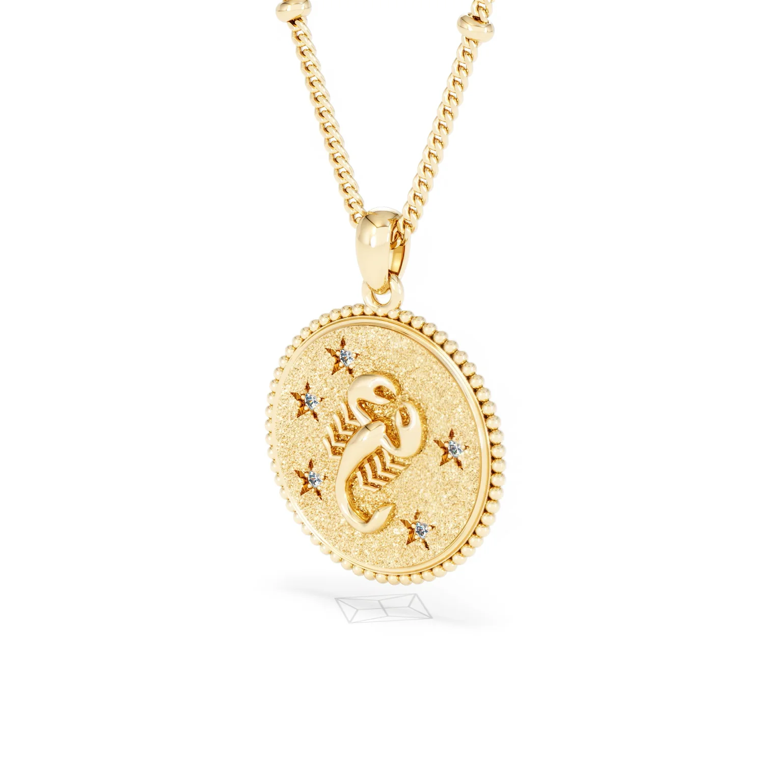Zodiac Scorpio Necklace Medallion Lab Grown 0.02ct in 18K Gold Vermeil - Image 82