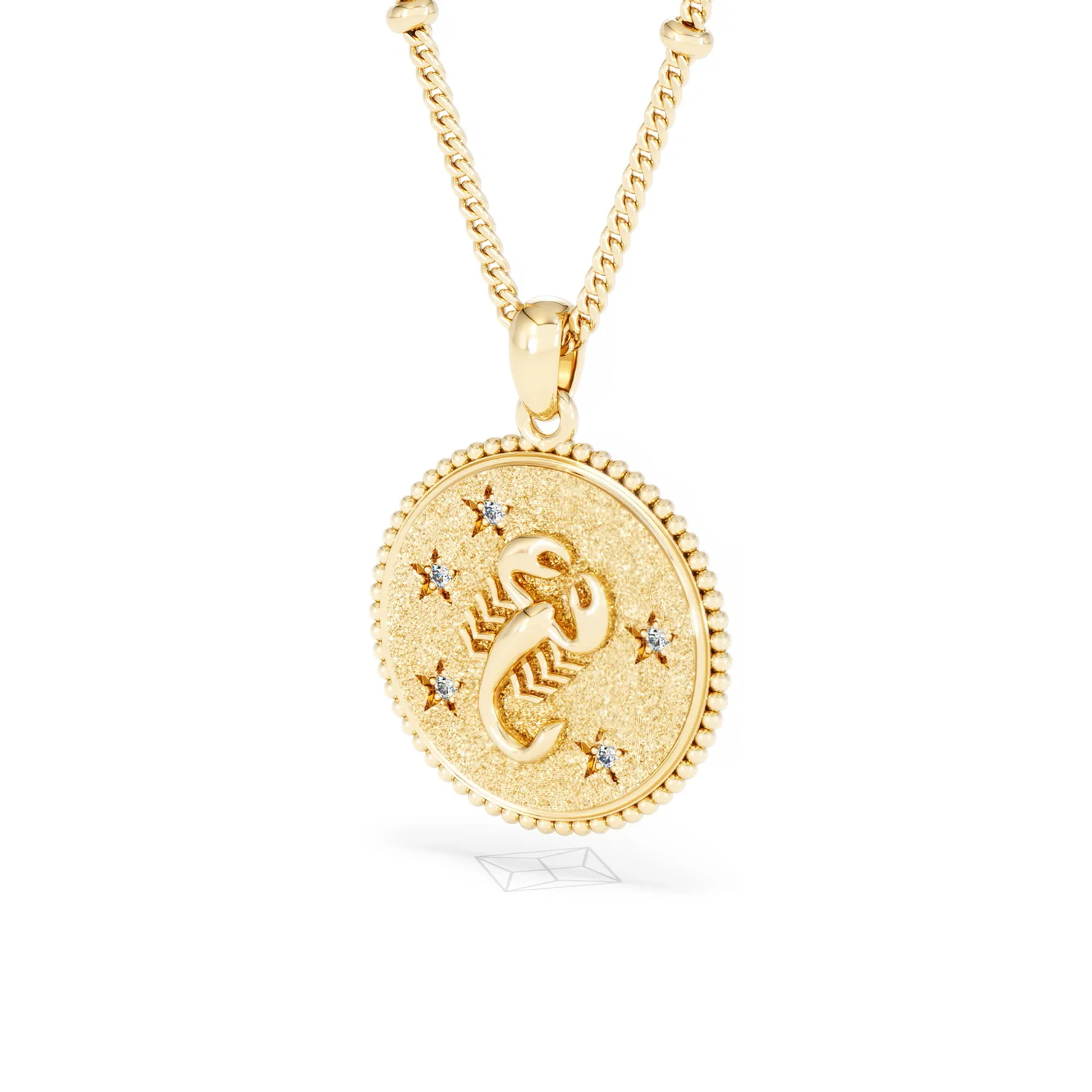 Zodiac Scorpio Necklace Medallion Lab Grown 0.02ct in 18K Gold Vermeil - Image 83