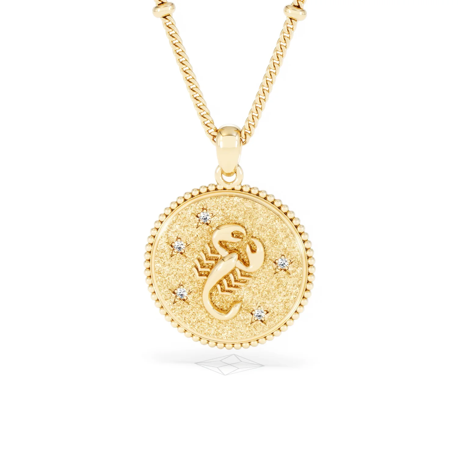 Zodiac Scorpio Necklace Medallion Lab Grown 0.02ct in 18K Gold Vermeil - Image 88
