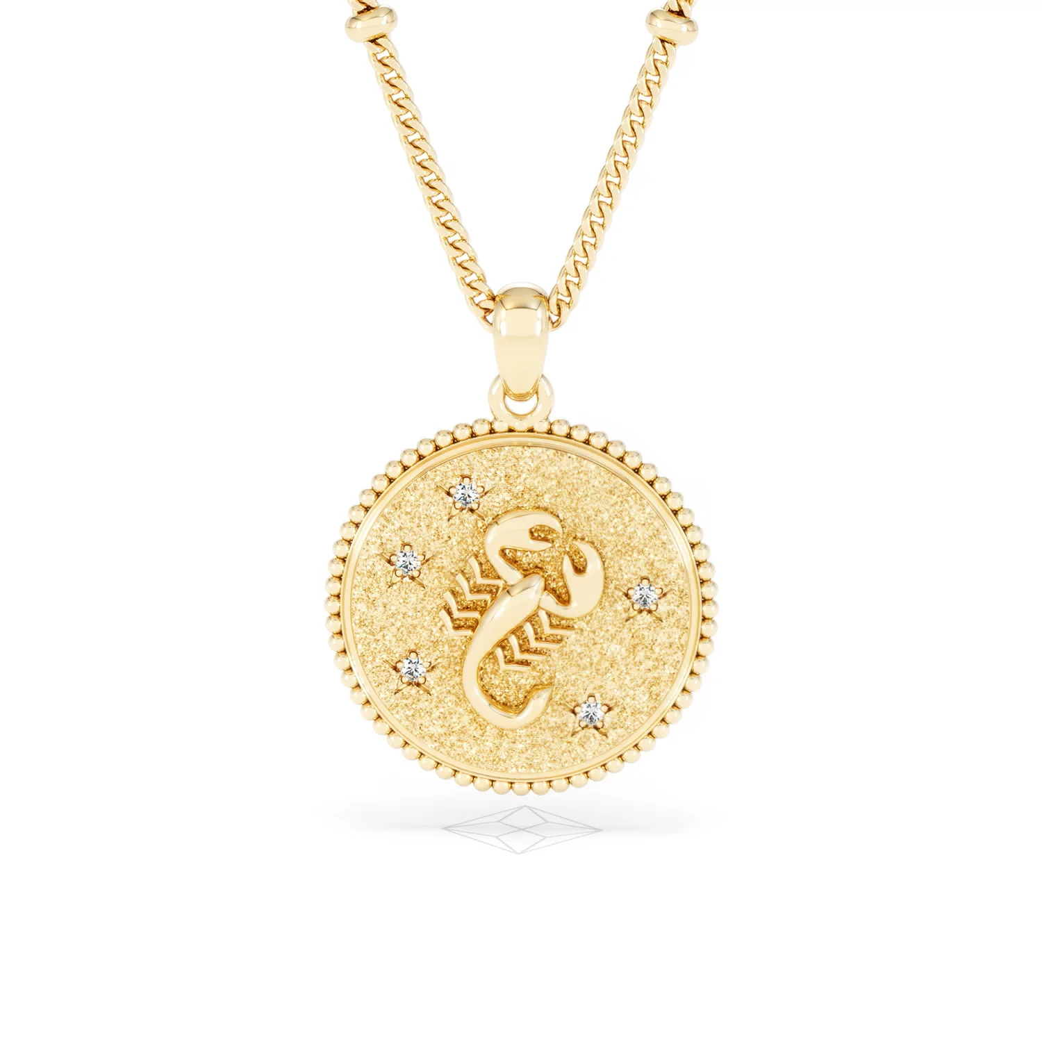 Zodiac Scorpio Necklace Medallion Lab Grown 0.02ct in 18K Gold Vermeil - Image 89