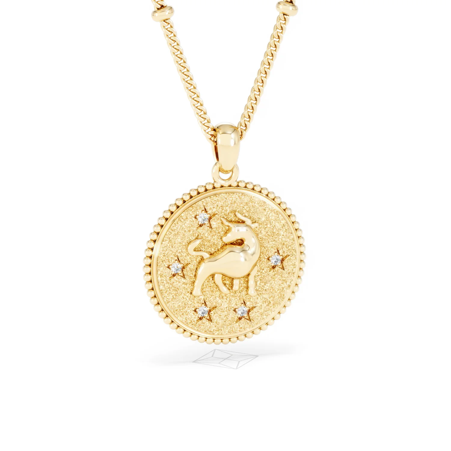 Zodiac Taurus Necklace Medallion Lab Grown 0.02ct in 18K Gold Vermeil - Image 13