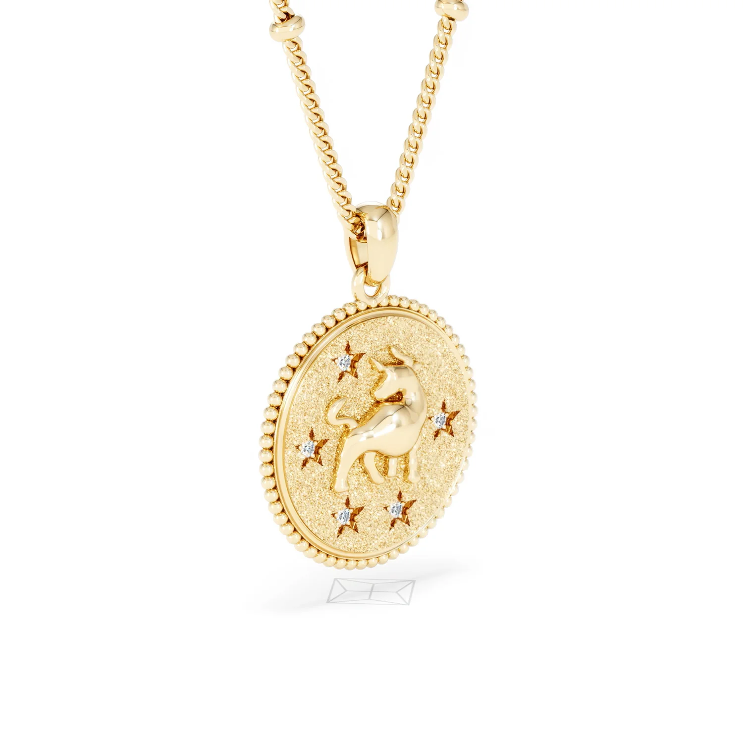 Zodiac Taurus Necklace Medallion Lab Grown 0.02ct in 18K Gold Vermeil - Image 18