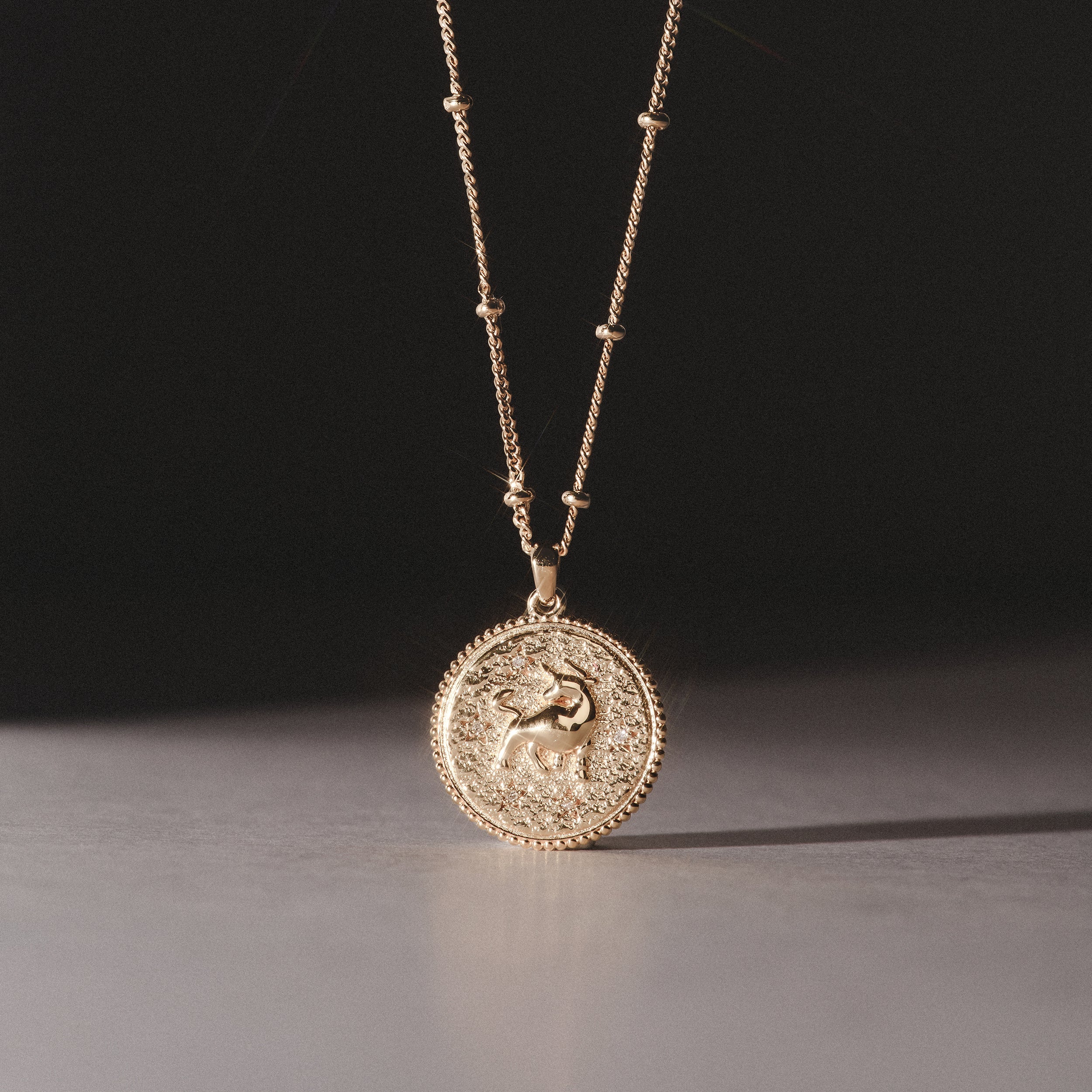 Zodiac Taurus Necklace Medallion Lab Grown 0.02ct in 18K Gold Vermeil - Image 6