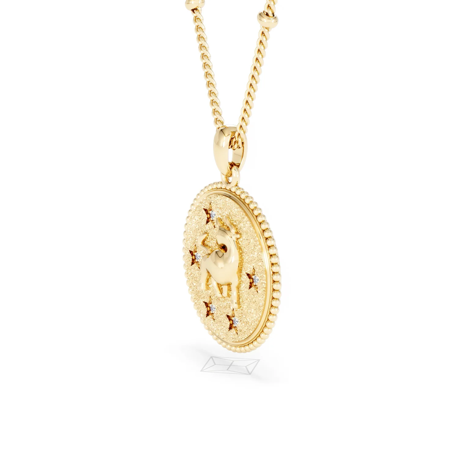 Zodiac Taurus Necklace Medallion Lab Grown 0.02ct in 18K Gold Vermeil - Image 76
