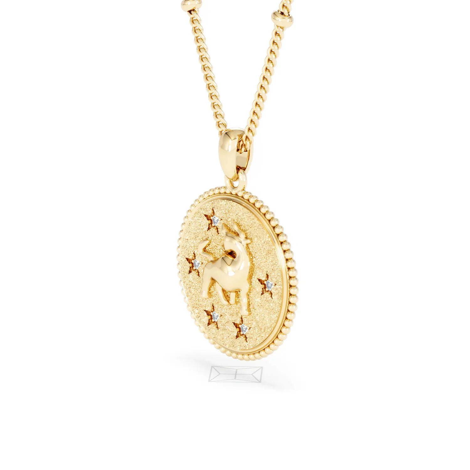 Zodiac Taurus Necklace Medallion Lab Grown 0.02ct in 18K Gold Vermeil - Image 78