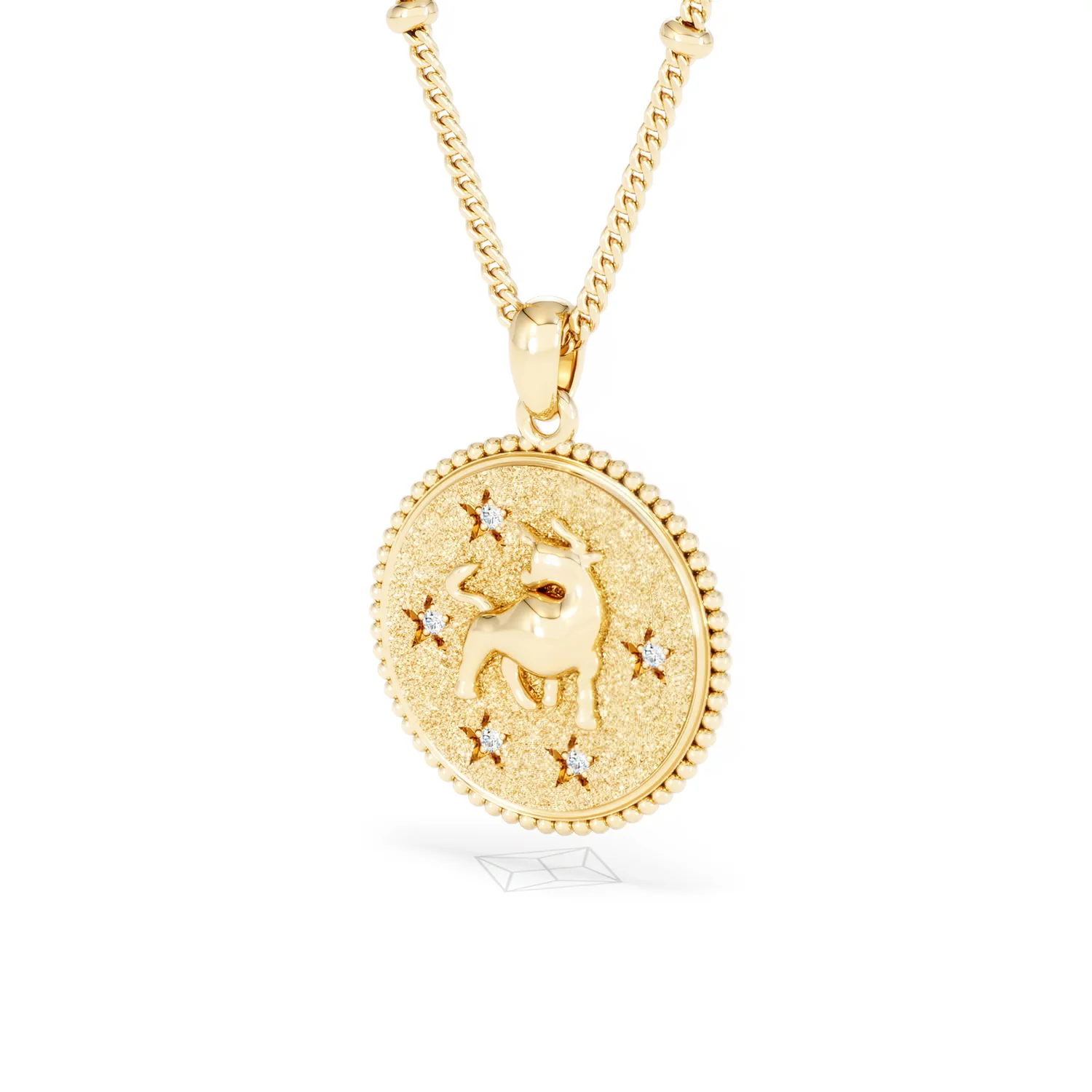 Zodiac Taurus Necklace Medallion Lab Grown 0.02ct in 18K Gold Vermeil - Image 82