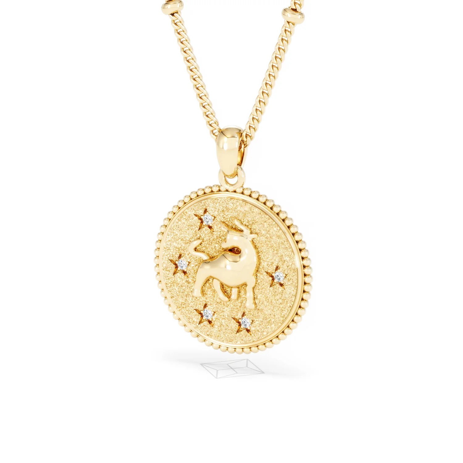 Zodiac Taurus Necklace Medallion Lab Grown 0.02ct in 18K Gold Vermeil - Image 83