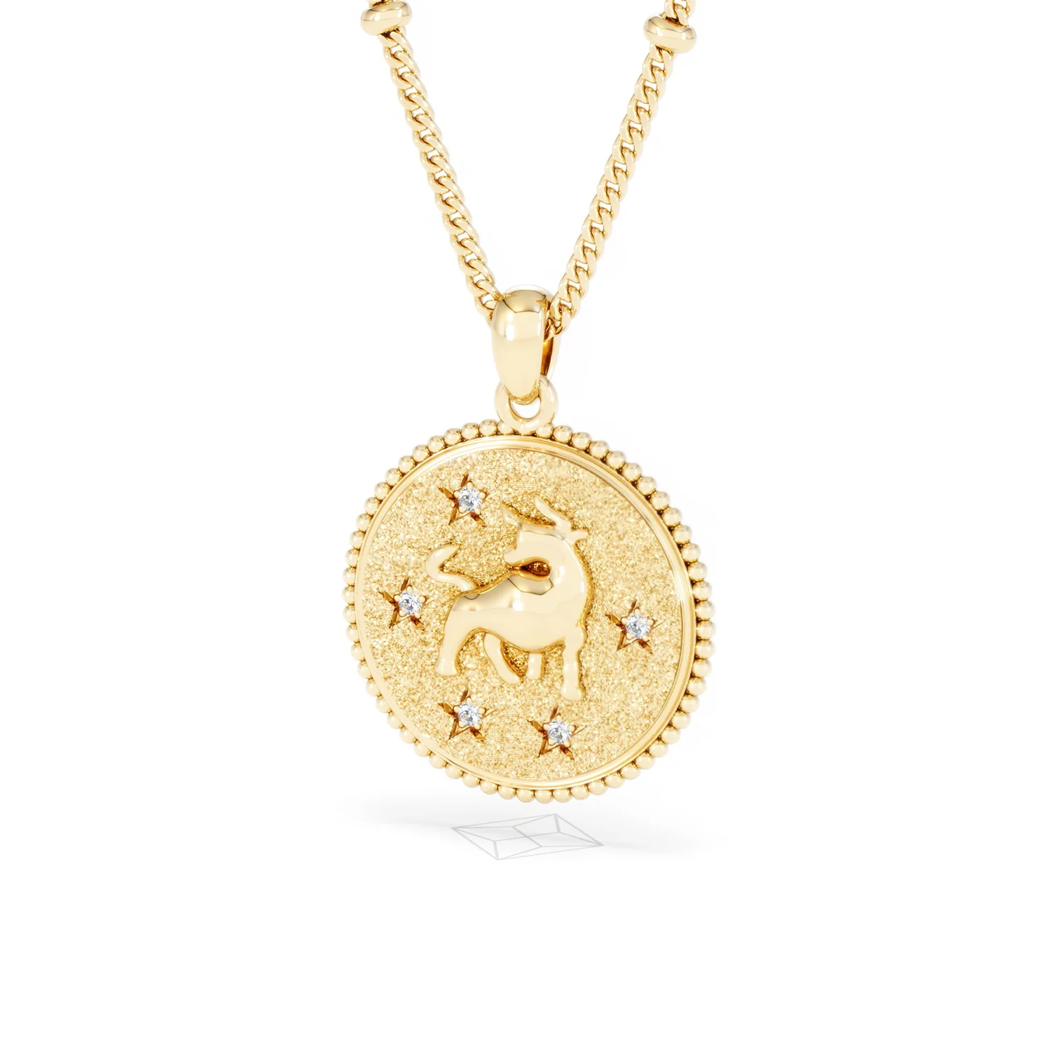Zodiac Taurus Necklace Medallion Lab Grown 0.02ct in 18K Gold Vermeil - Image 84