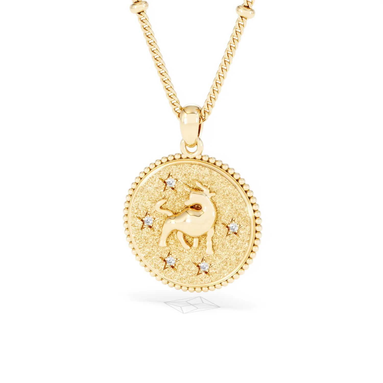 Zodiac Taurus Necklace Medallion Lab Grown 0.02ct in 18K Gold Vermeil - Image 85