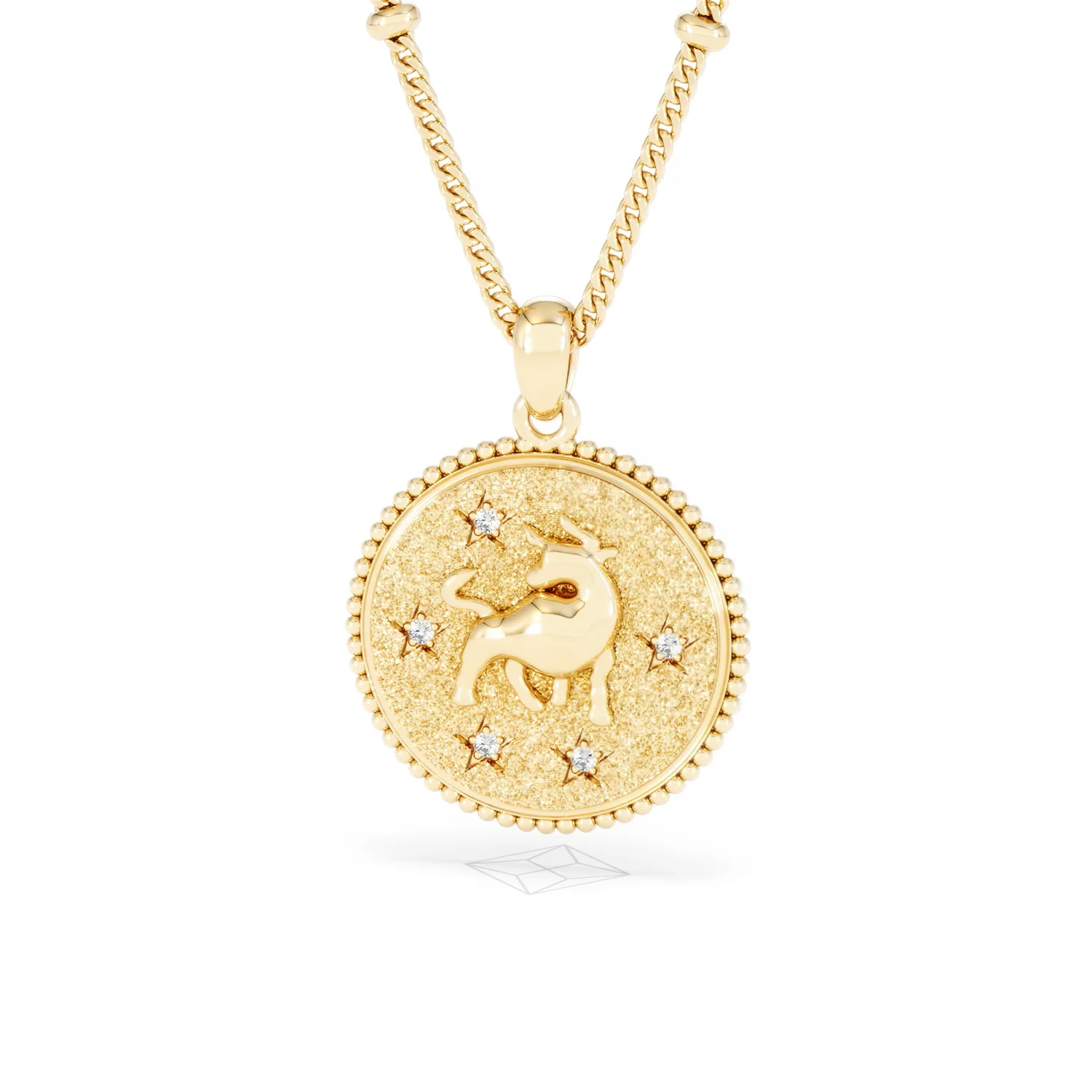 Zodiac Taurus Necklace Medallion Lab Grown 0.02ct in 18K Gold Vermeil - Image 86