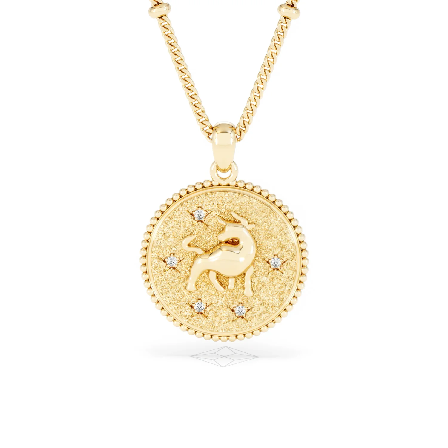 Zodiac Taurus Necklace Medallion Lab Grown 0.02ct in 18K Gold Vermeil - Image 88