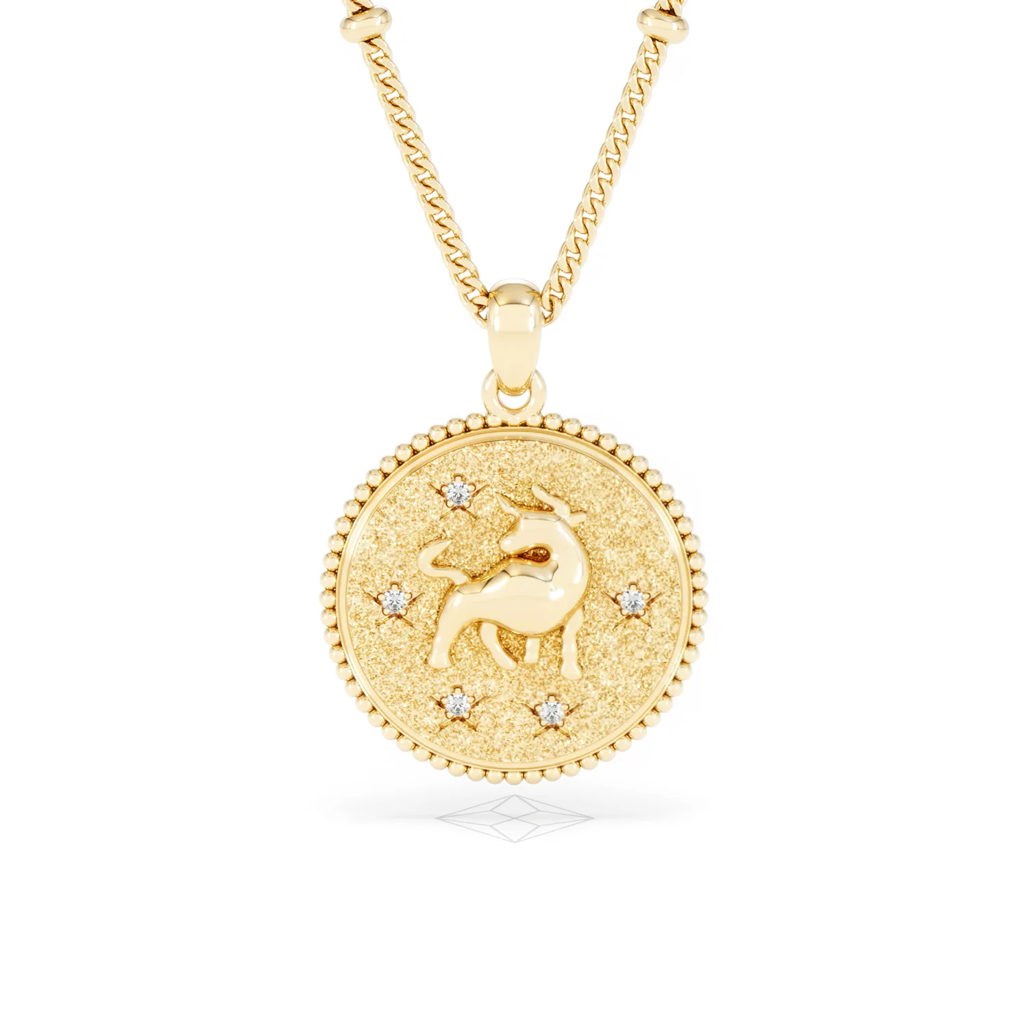 Zodiac Taurus Necklace Medallion Lab Grown 0.02ct in 18K Gold Vermeil - Image 9