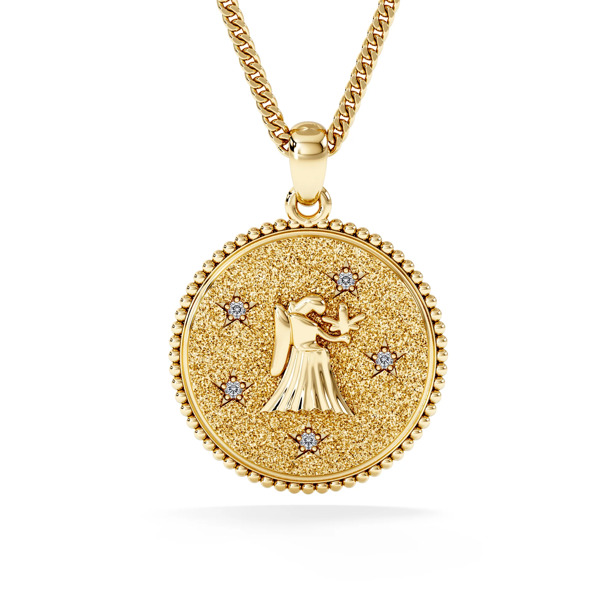 Zodiac Virgo Necklace Medallion Lab Grown 0.02ct in 18K Gold Vermeil