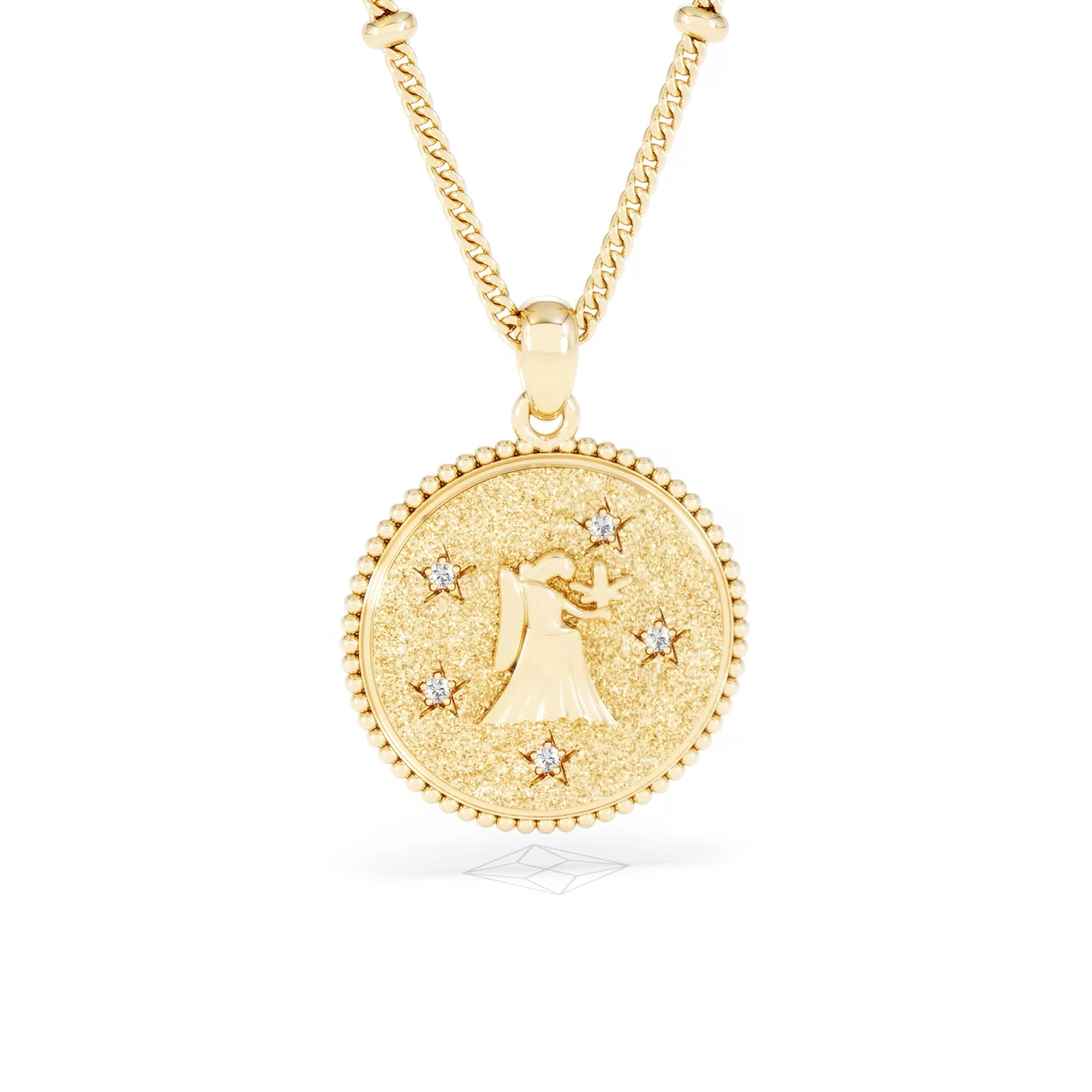 Zodiac Virgo Necklace Medallion Lab Grown 0.02ct in 18K Gold Vermeil - Image 11
