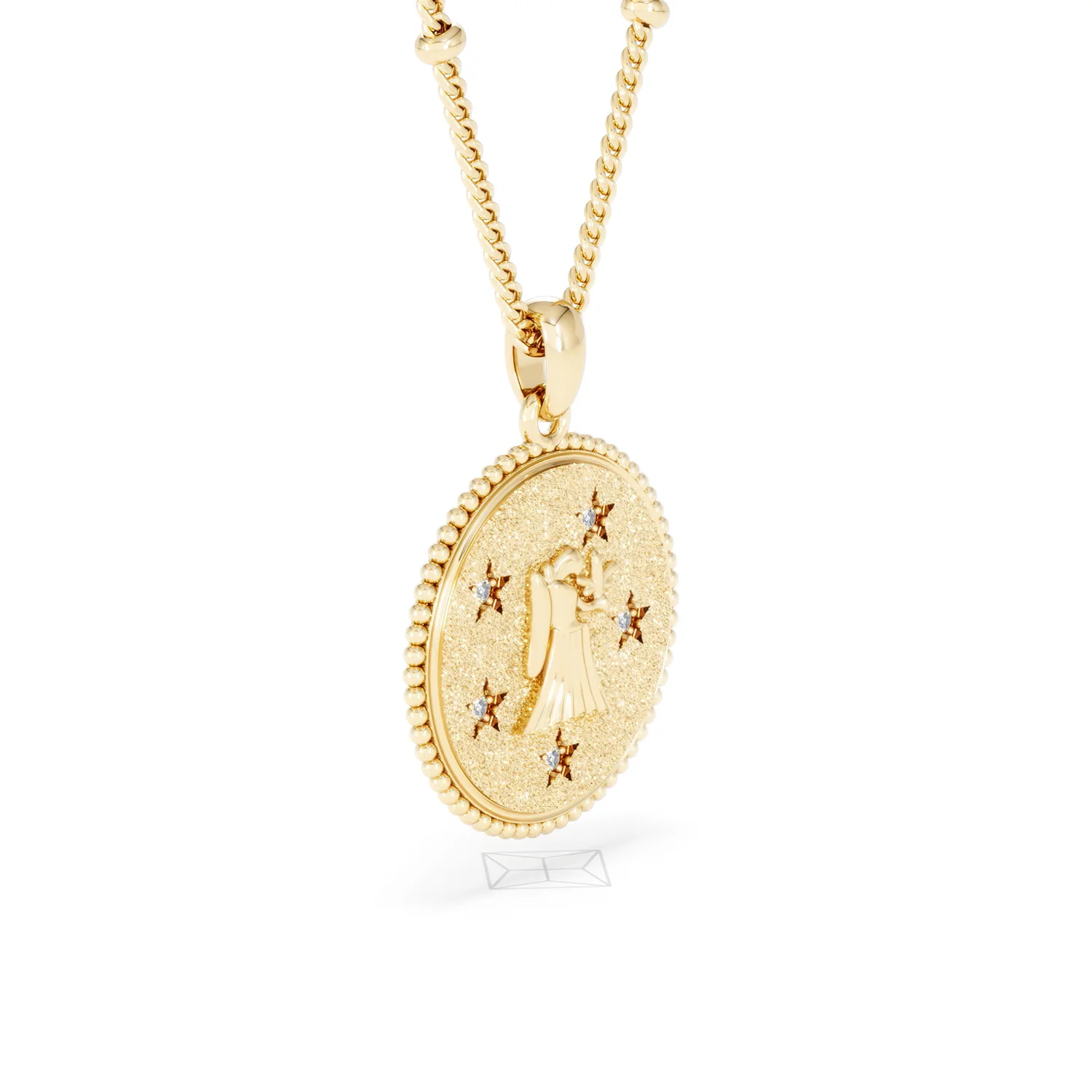 Zodiac Virgo Necklace Medallion Lab Grown 0.02ct in 18K Gold Vermeil - Image 20