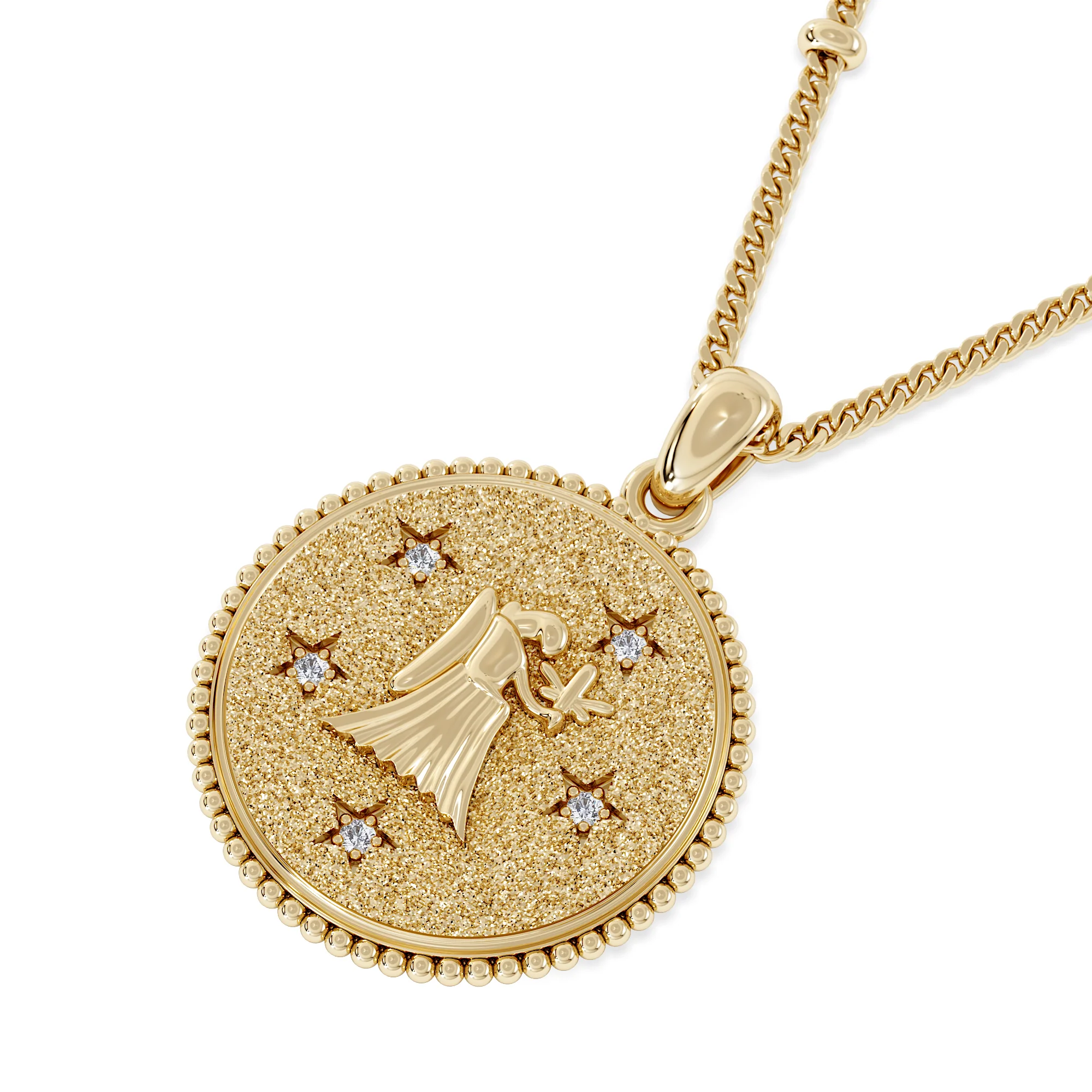 Zodiac Virgo Necklace Medallion Lab Grown 0.02ct in 18K Gold Vermeil - Image 5