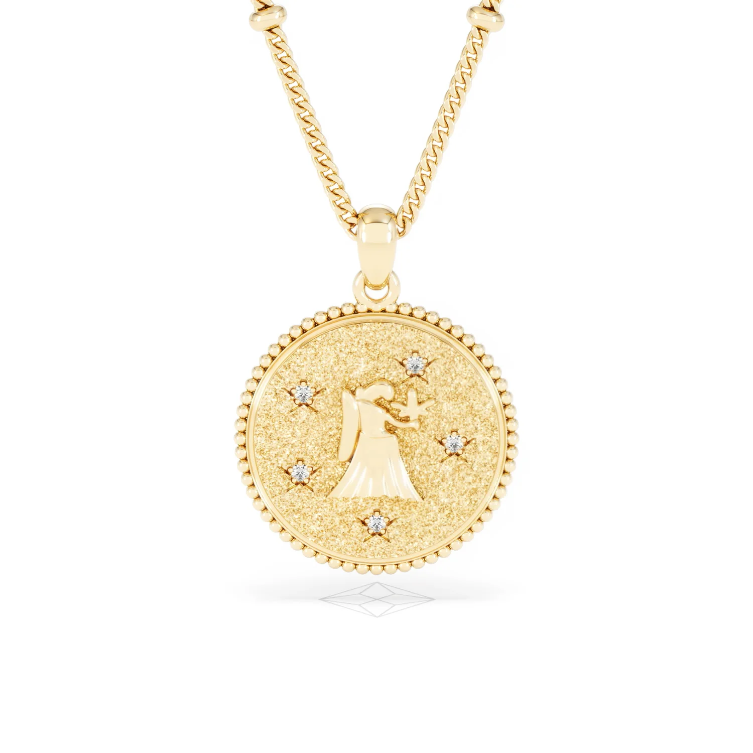 Zodiac Virgo Necklace Medallion Lab Grown 0.02ct in 18K Gold Vermeil - Image 9